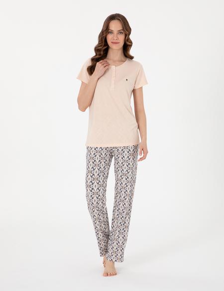 Bej Kısakollu Pijama Takımı - 50318971005