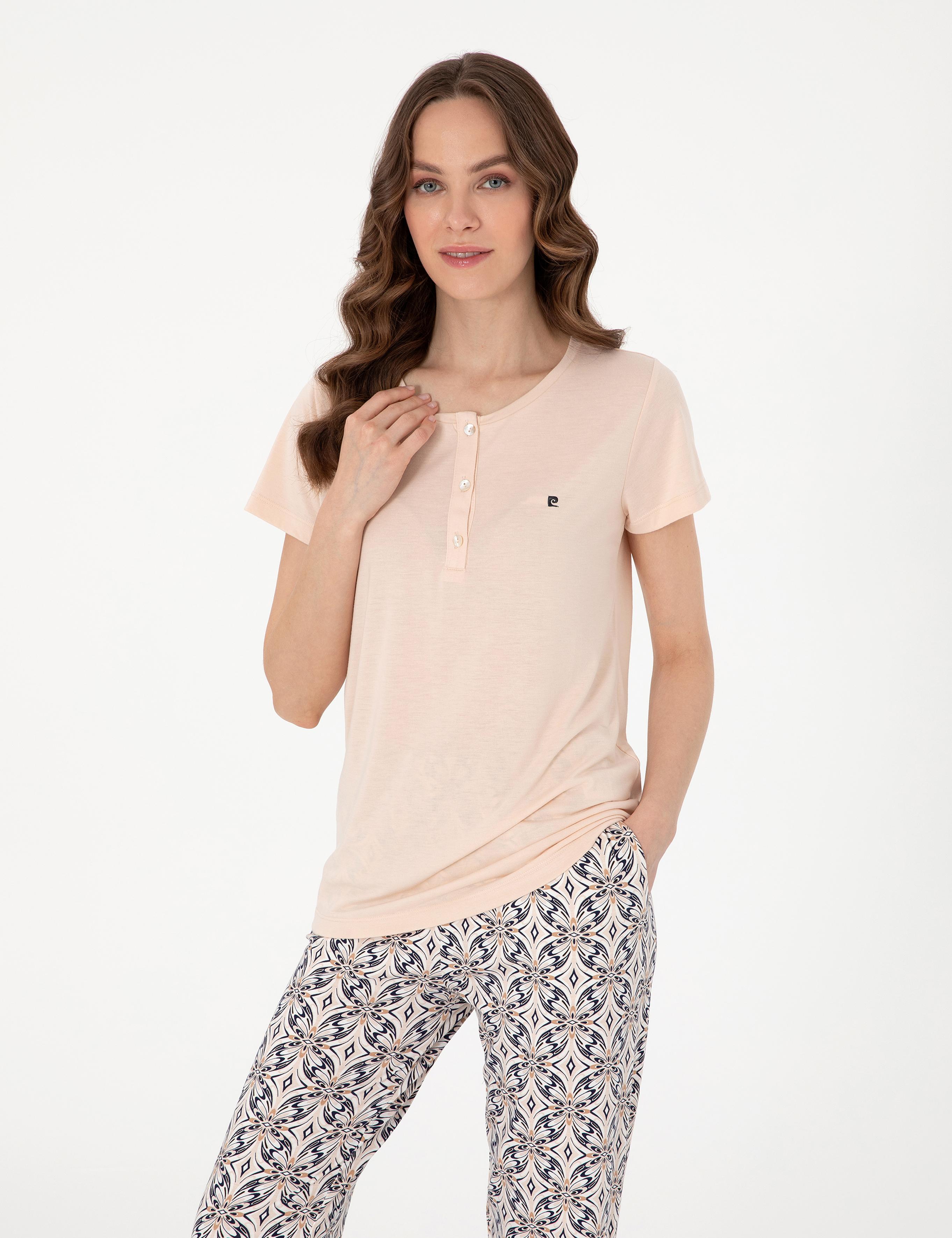 Bej Kısakollu Pijama Takımı