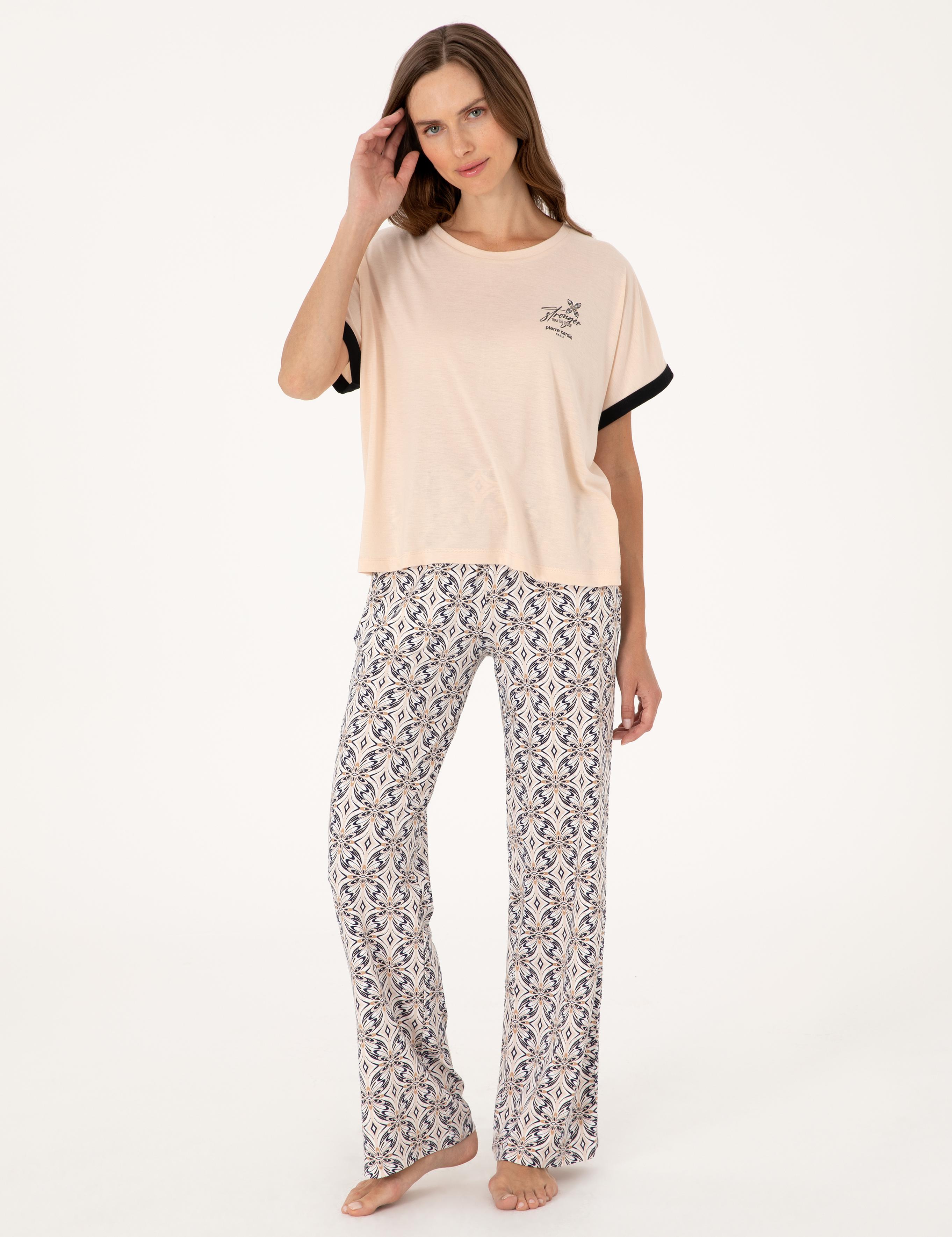 Bej Kısakollu Pijama Takımı