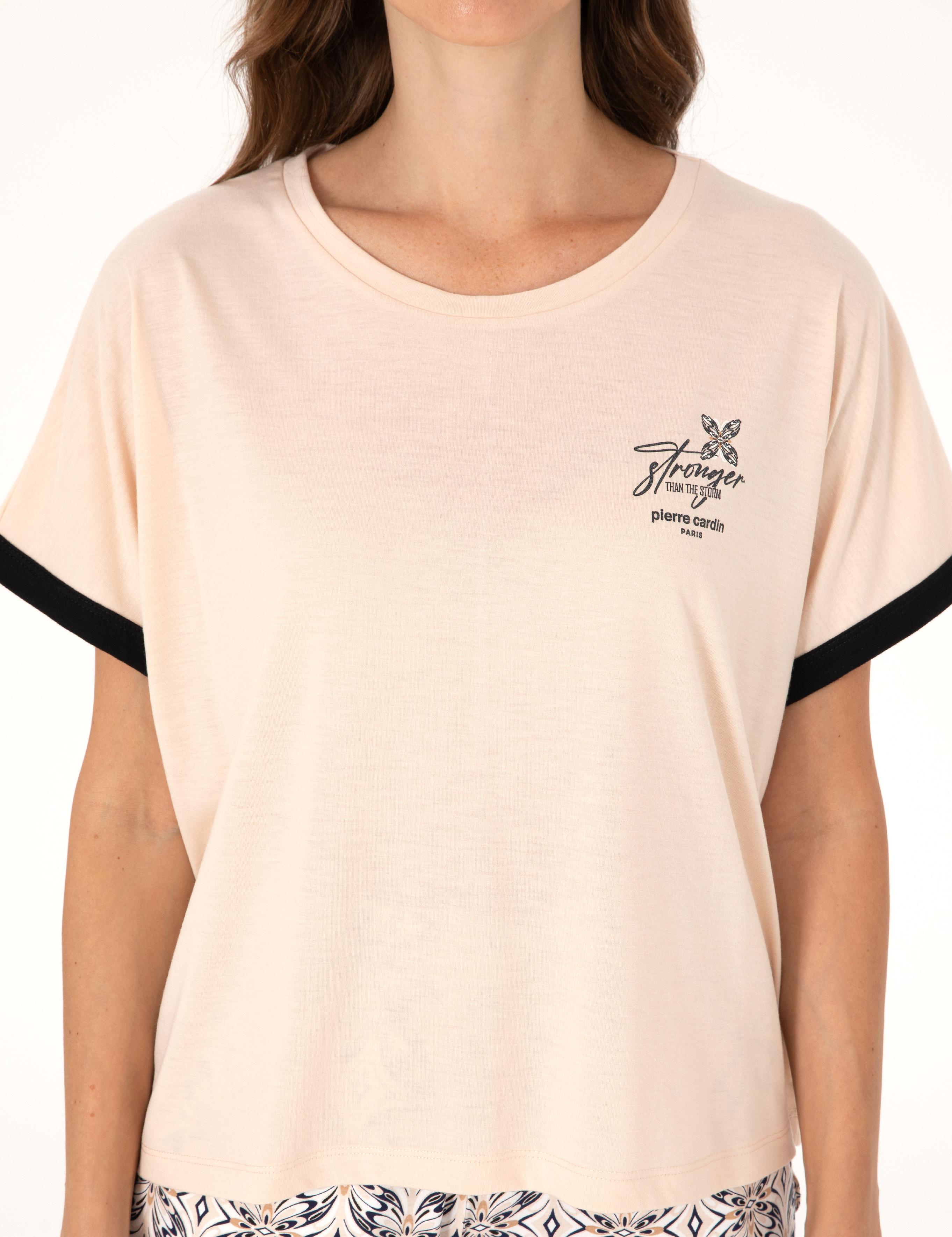 Bej Kısakollu Pijama Takımı