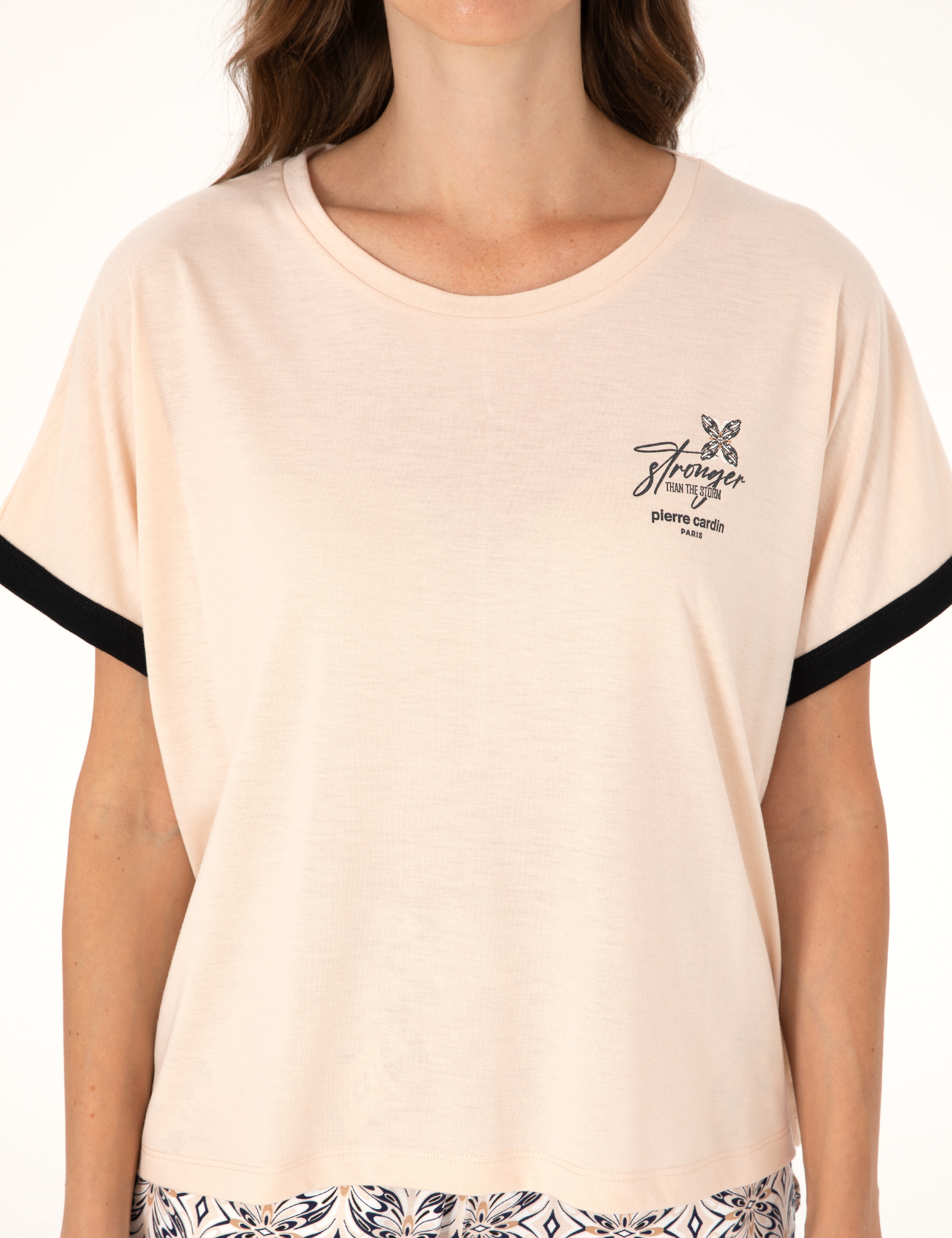 Bej Kısakollu Pijama Takımı - Image 6