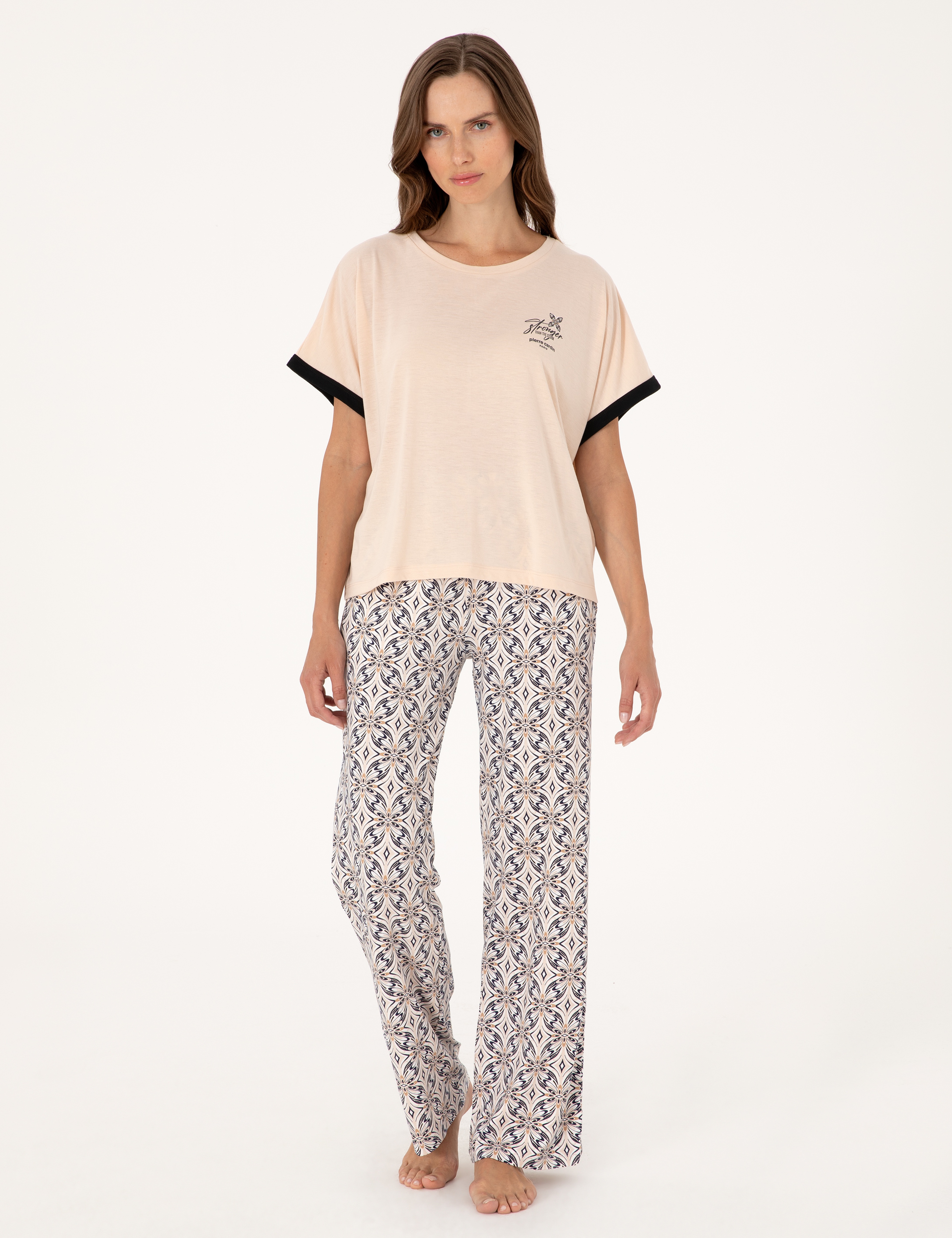 Bej Kısakollu Pijama Takımı - Image 4
