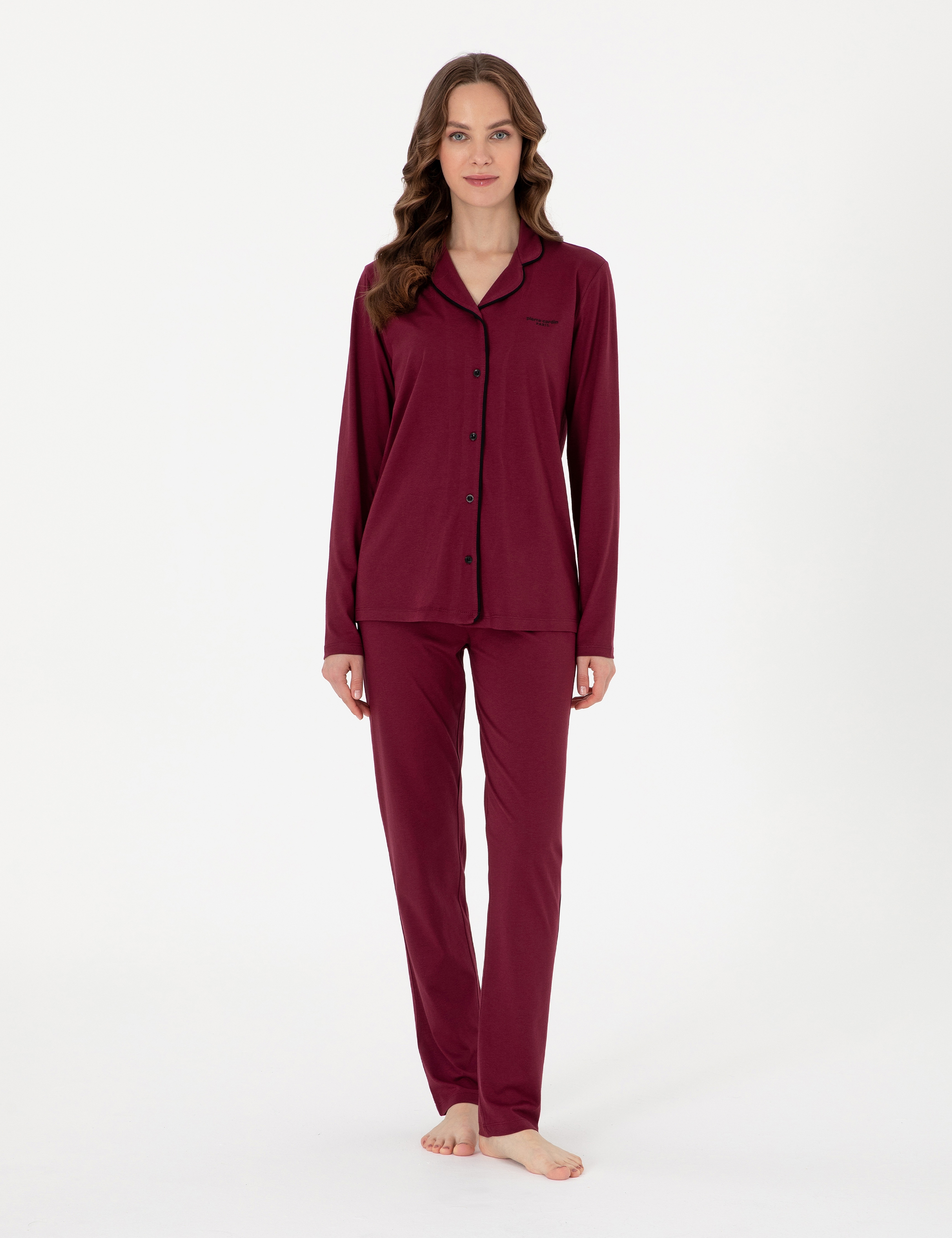Bordo Gömlek Pijama Takımı - Image 4
