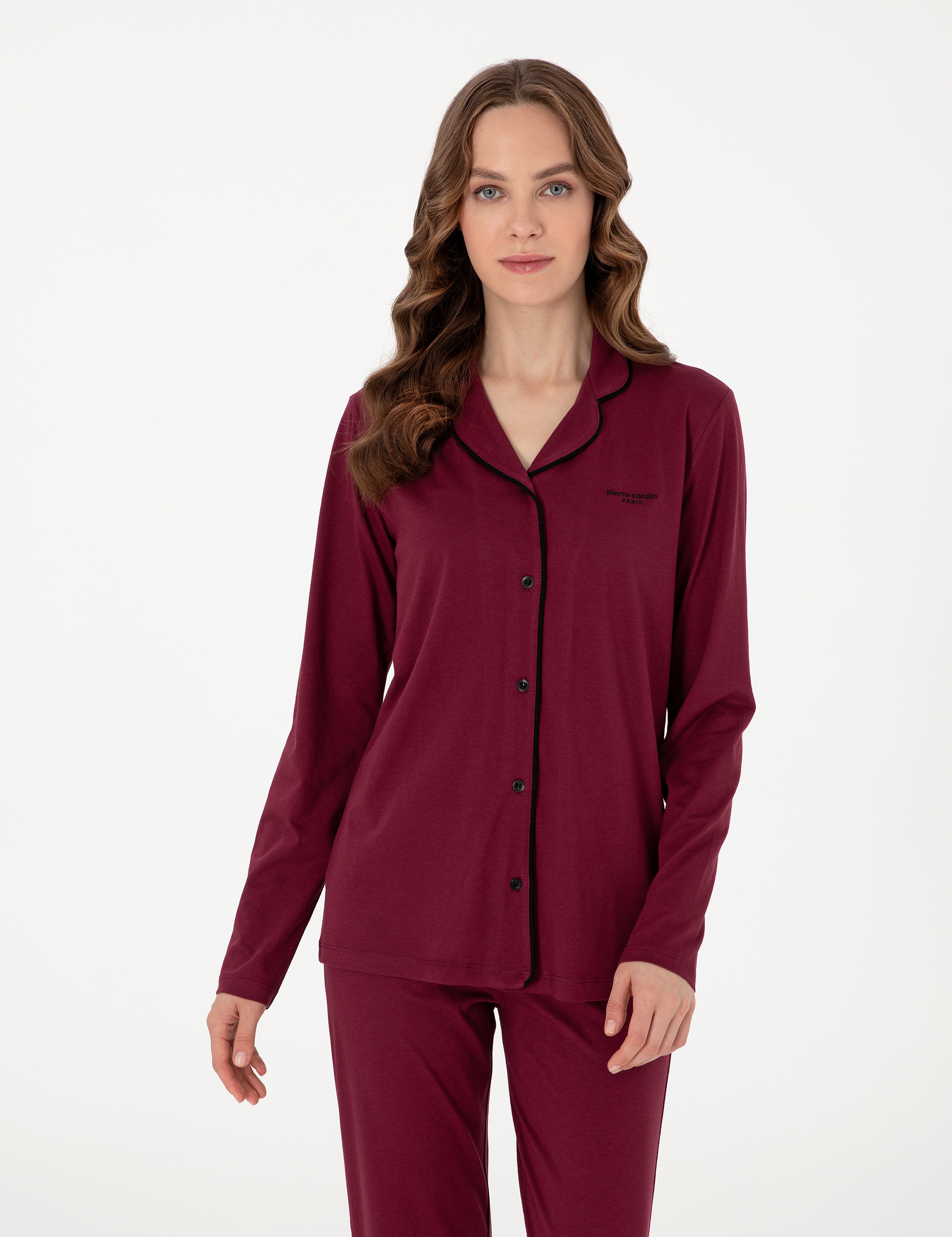 Bordo Gömlek Pijama Takımı - Image 3
