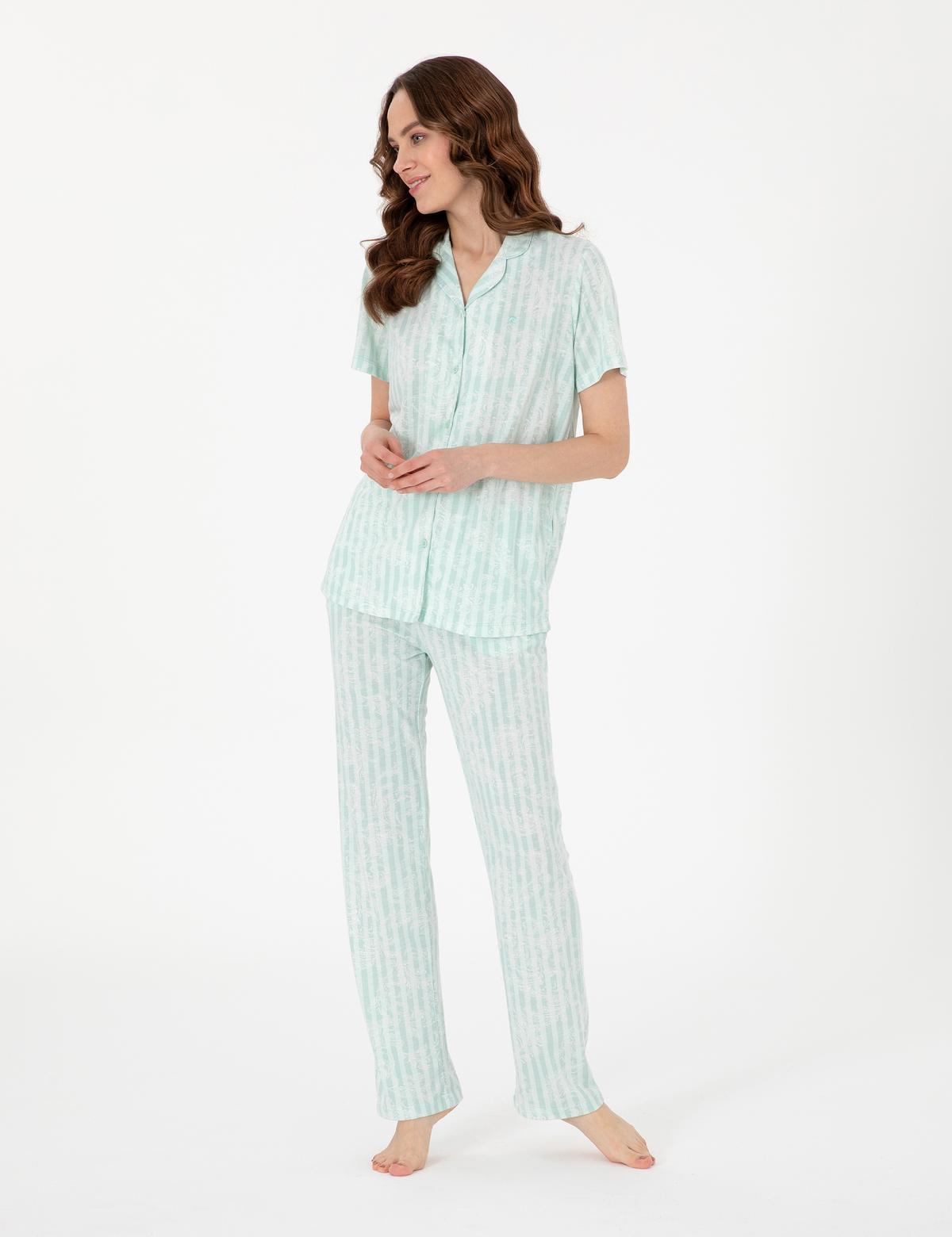 Mint Kısakollu Gömlek Pijama Takımı - 50319047004