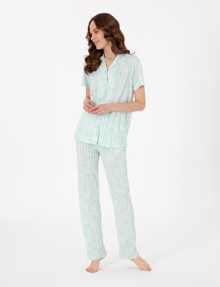 Mint Kısakollu Gömlek Pijama Takımı - 50319047004