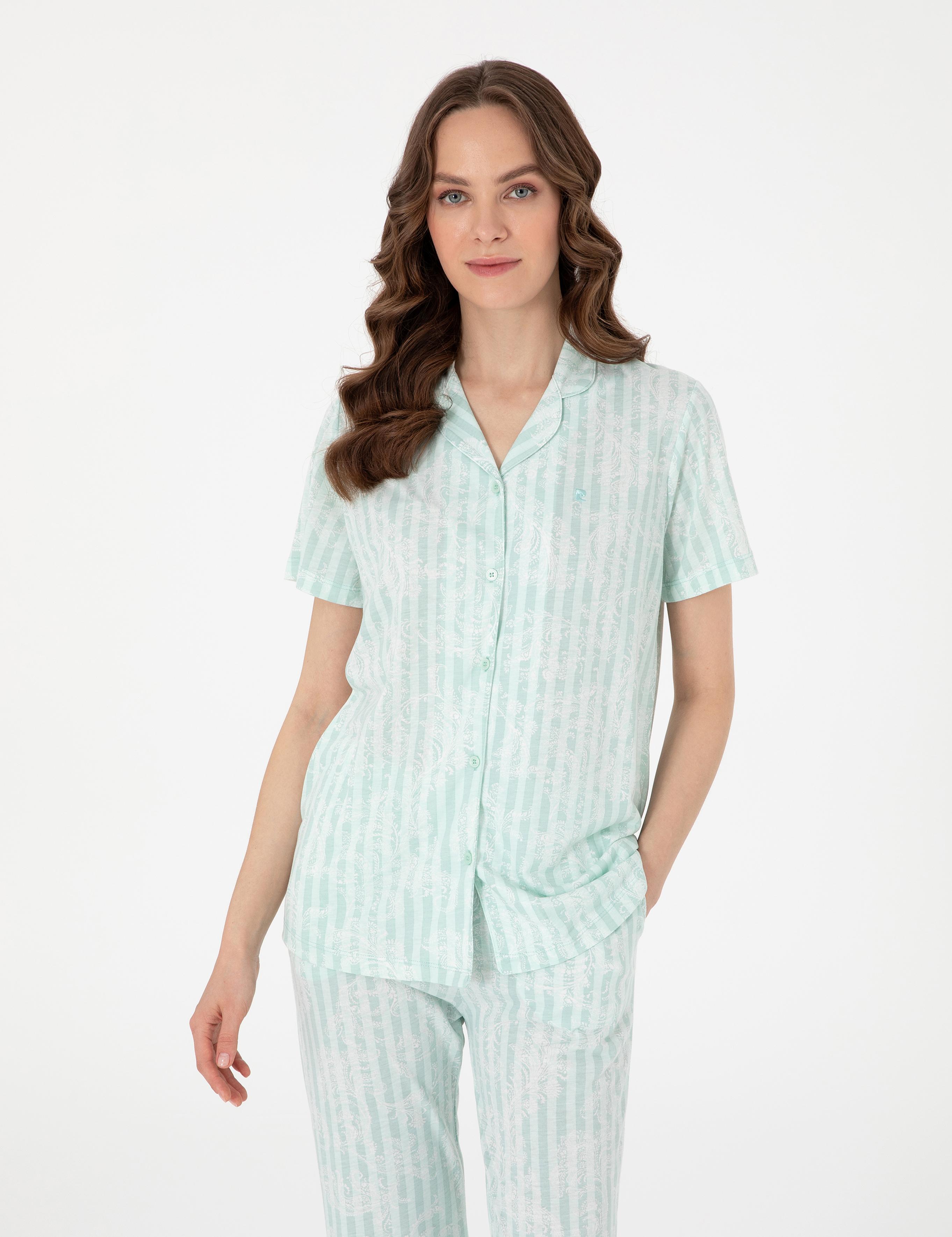 Mint Kısakollu Gömlek Pijama Takımı