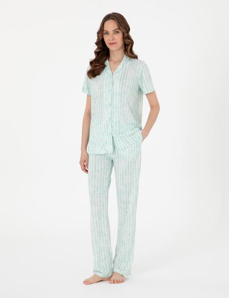 Mint Kısakollu Gömlek Pijama Takımı - 50319047004