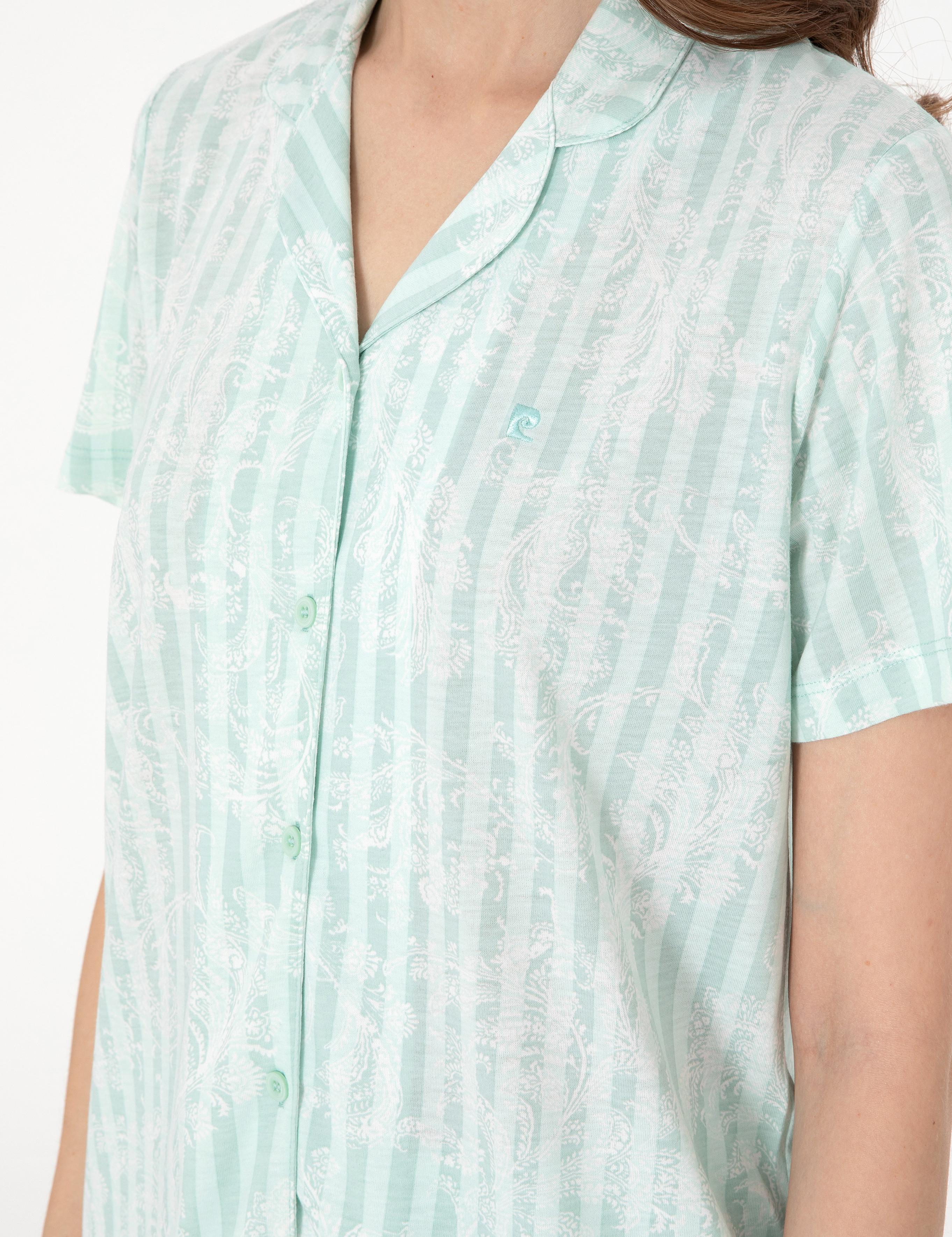 Mint Kısakollu Gömlek Pijama Takımı