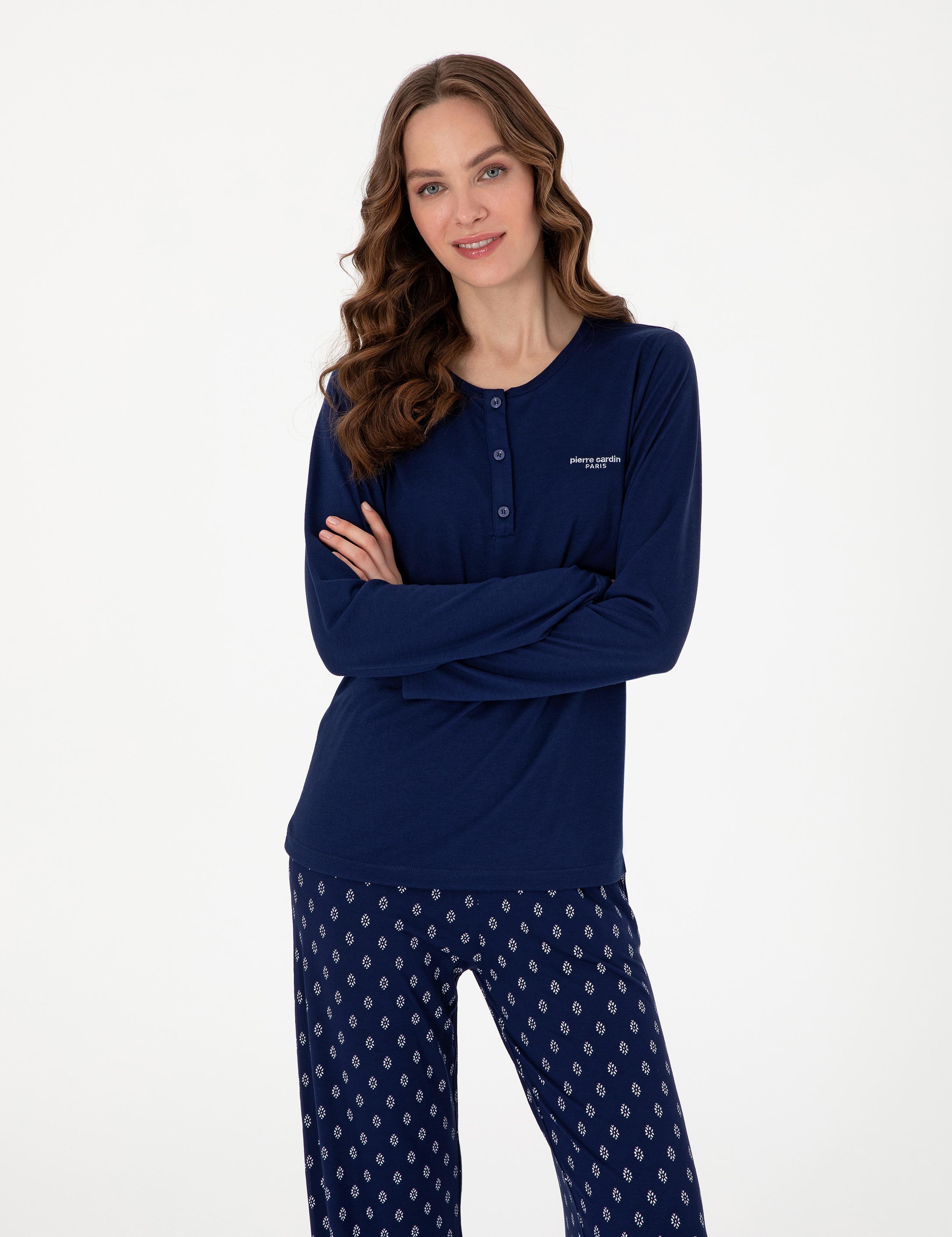 Lacivert Uzunkol Pijama Takımı