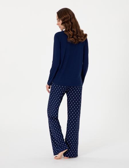 Lacivert Uzunkol Pijama Takımı - 50318965002