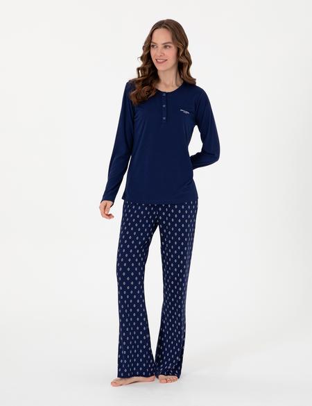 Lacivert Uzunkol Pijama Takımı - 50318965002