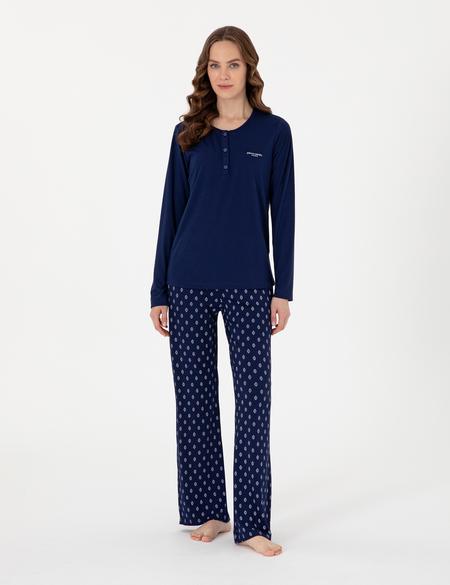 Lacivert Uzunkol Pijama Takımı - 50318965002