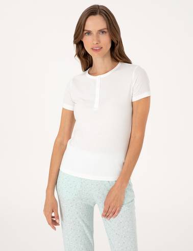 Krem Kısakollu Pijama Takımı