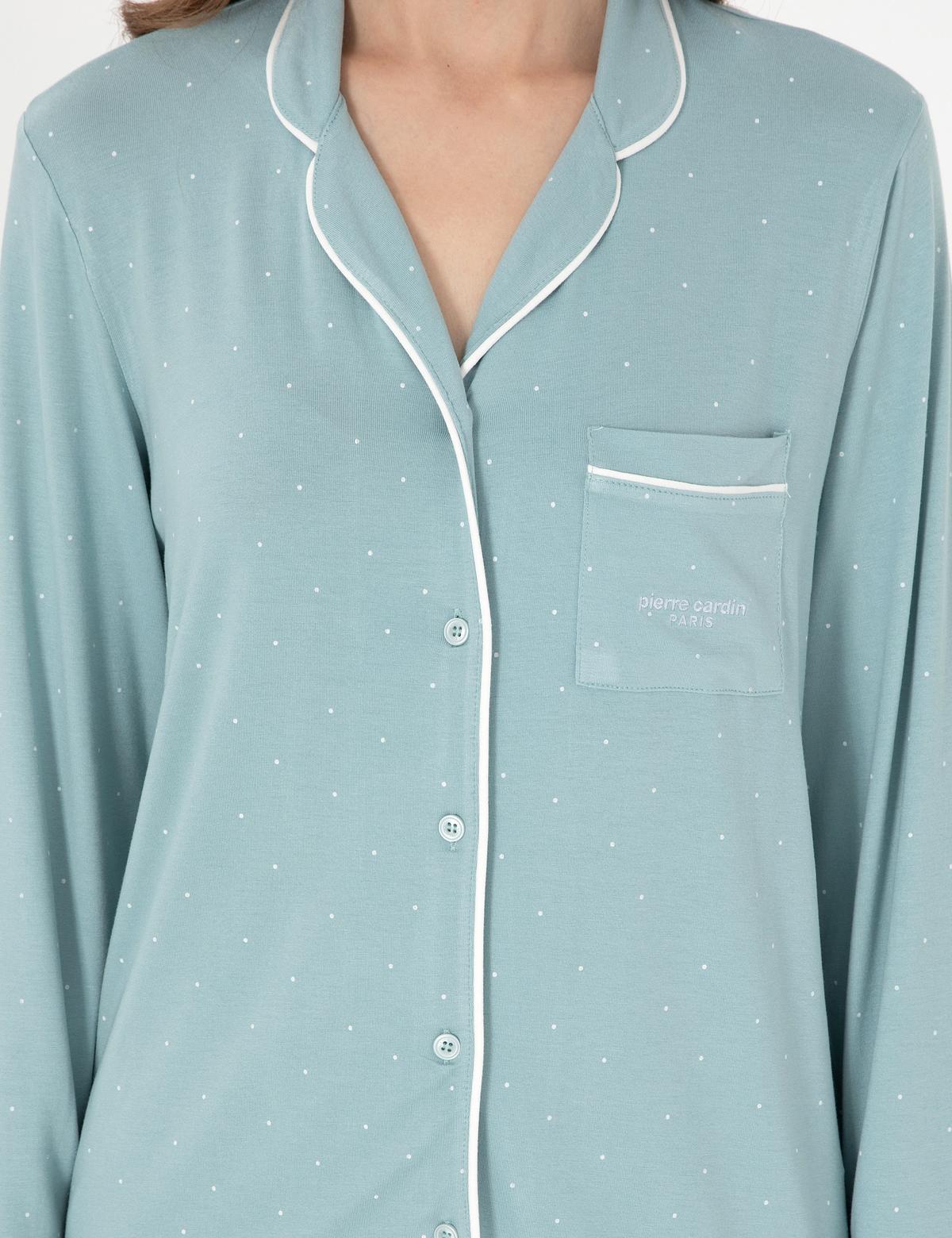 Su Yeşili Gömlek Pijama Takımı - 50319055006