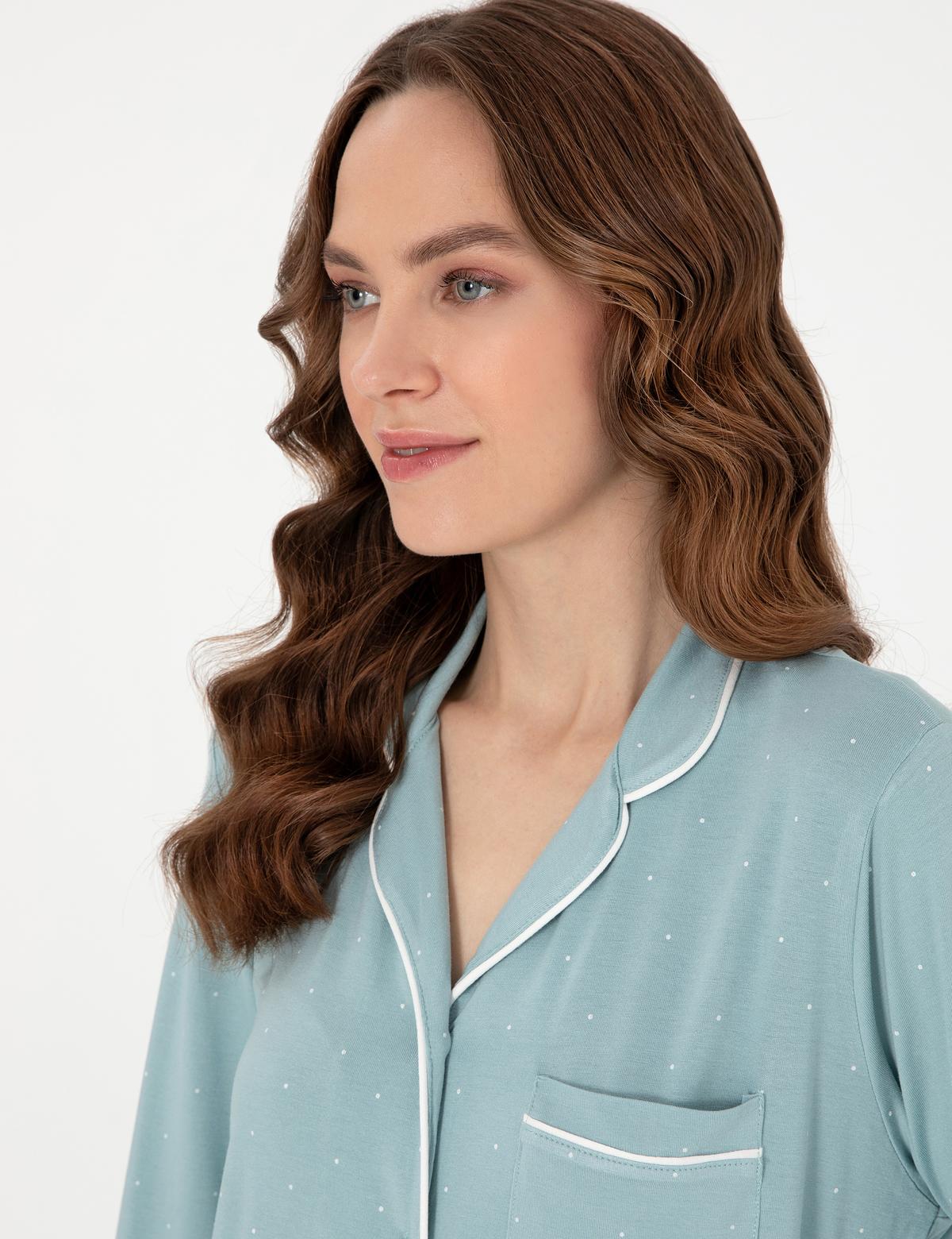 Su Yeşili Gömlek Pijama Takımı - 50319055006