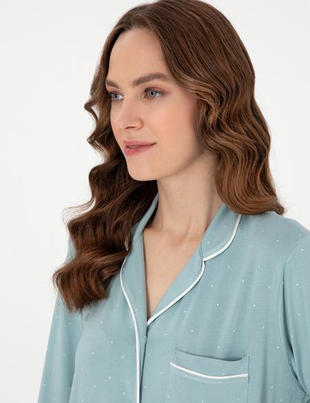 Su Yeşili Gömlek Pijama Takımı - 50319055006