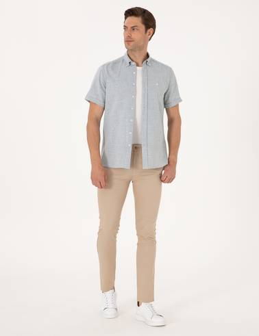 Bej Slim Fit Kanvas Pantolon