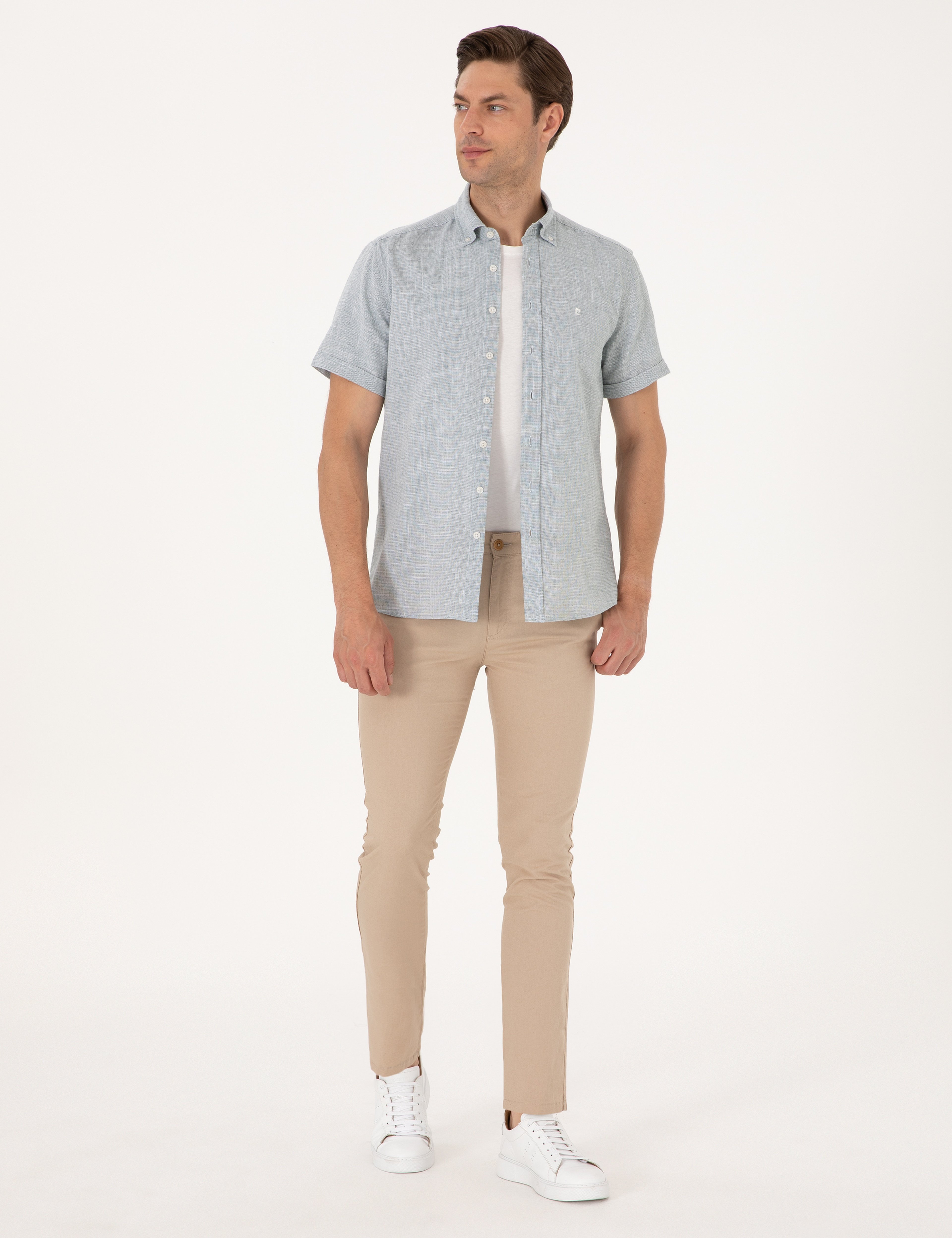 Bej Slim Fit Kanvas Pantolon - Image 3
