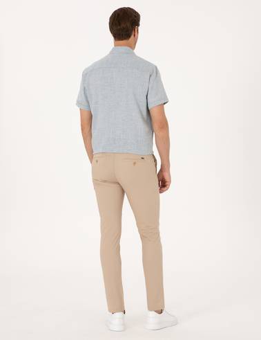 Bej Slim Fit Kanvas Pantolon