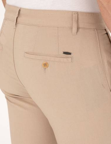 Bej Slim Fit Kanvas Pantolon