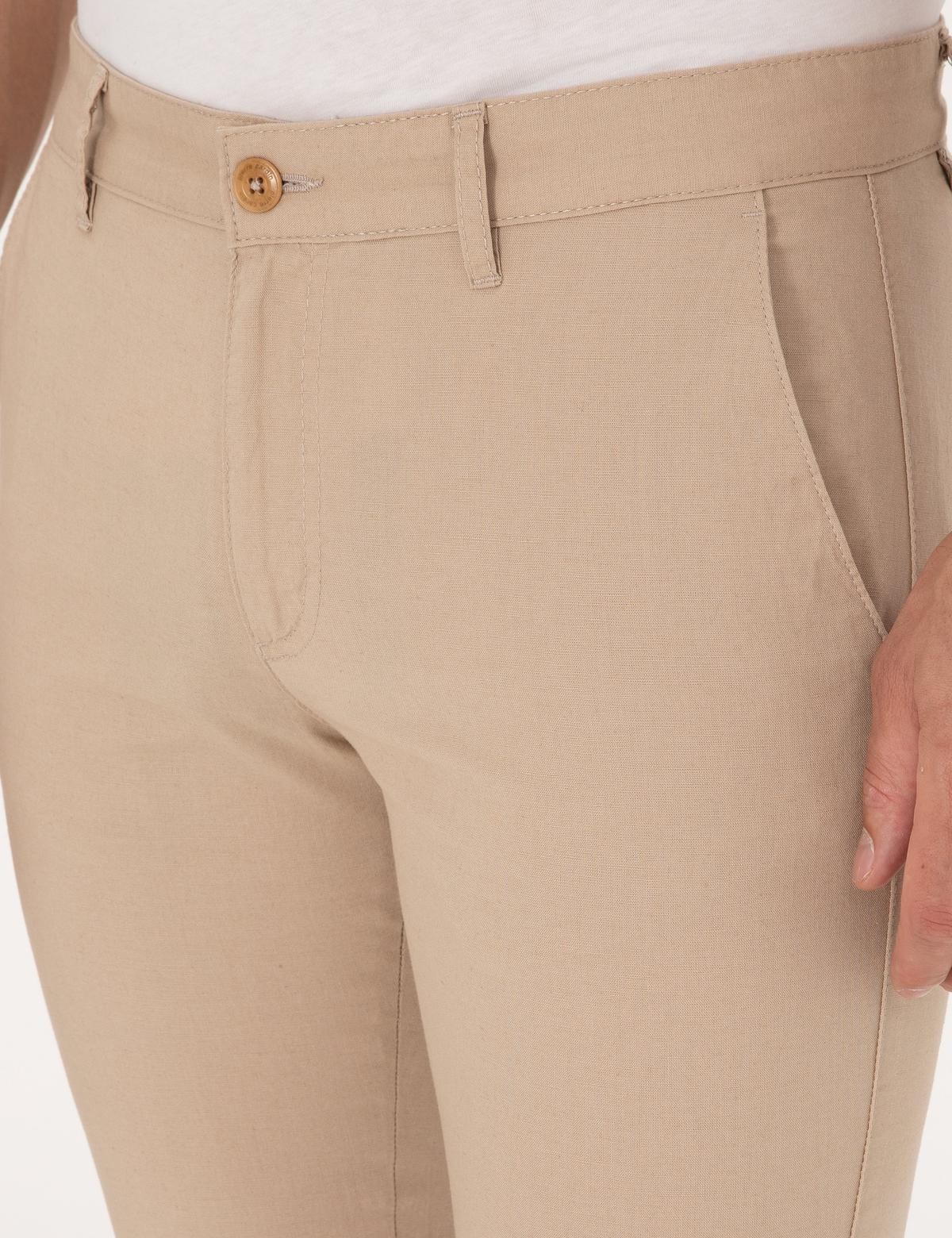 Bej Slim Fit Kanvas Pantolon - 50308068028