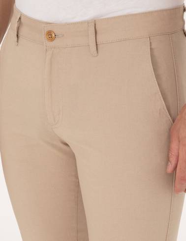 Bej Slim Fit Kanvas Pantolon