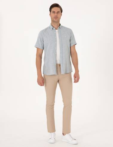 Bej Slim Fit Kanvas Pantolon