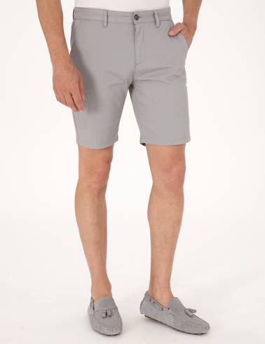 Gri Slim Fit Dokuma Şort