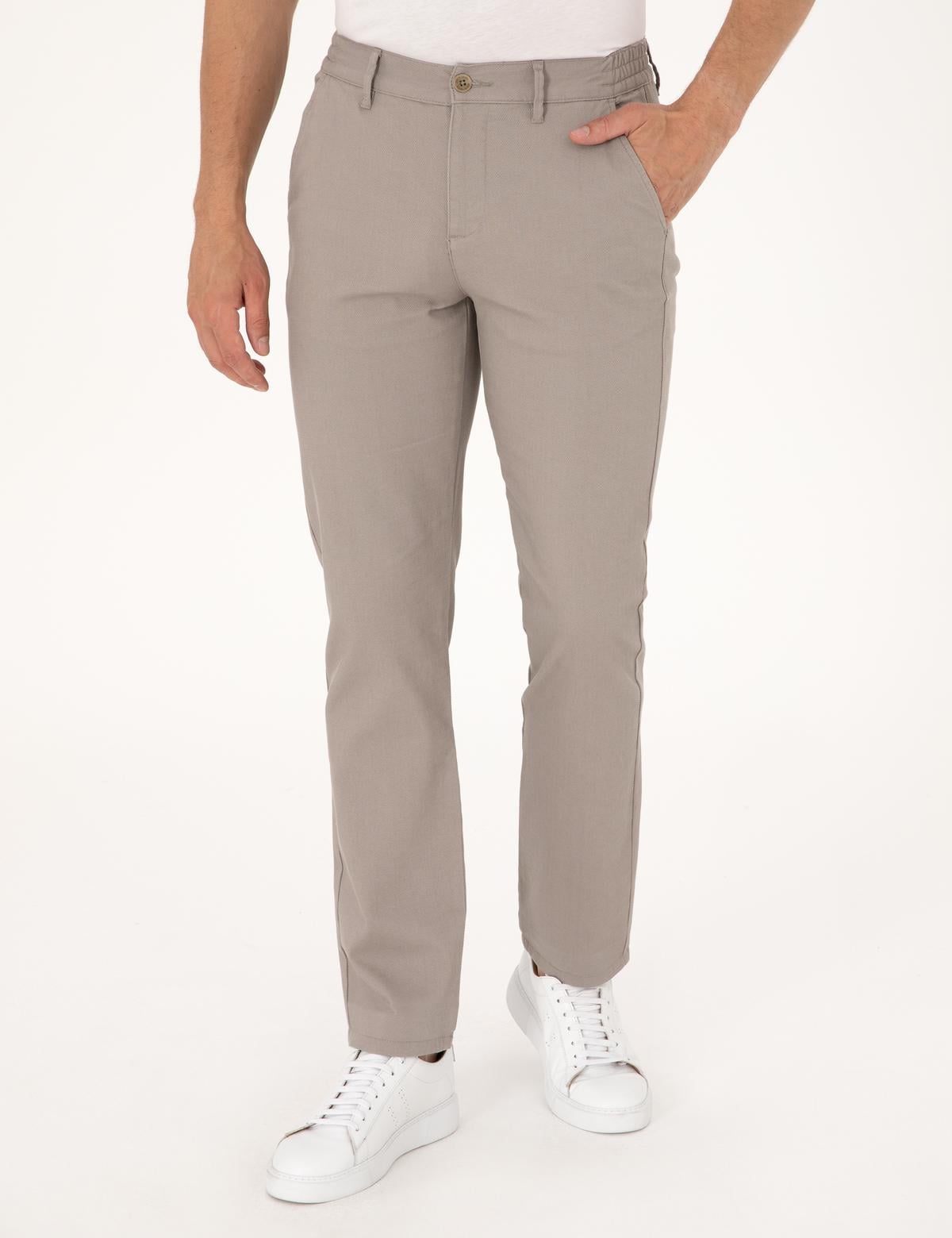 Taş Regular Fit Beli Lastikli Kanvas Pantolon - 50308104024