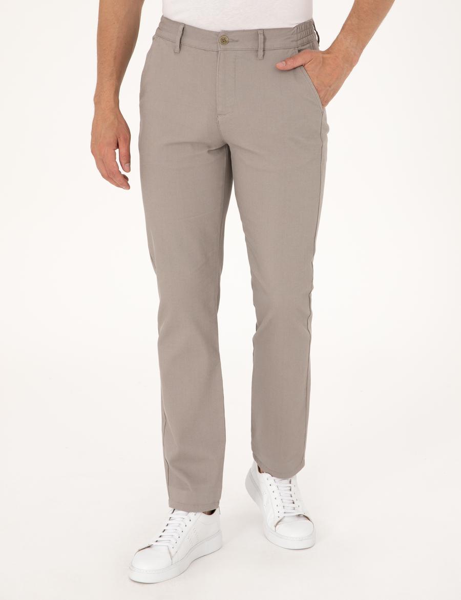 Taş Regular Fit Beli Lastikli Kanvas Pantolon