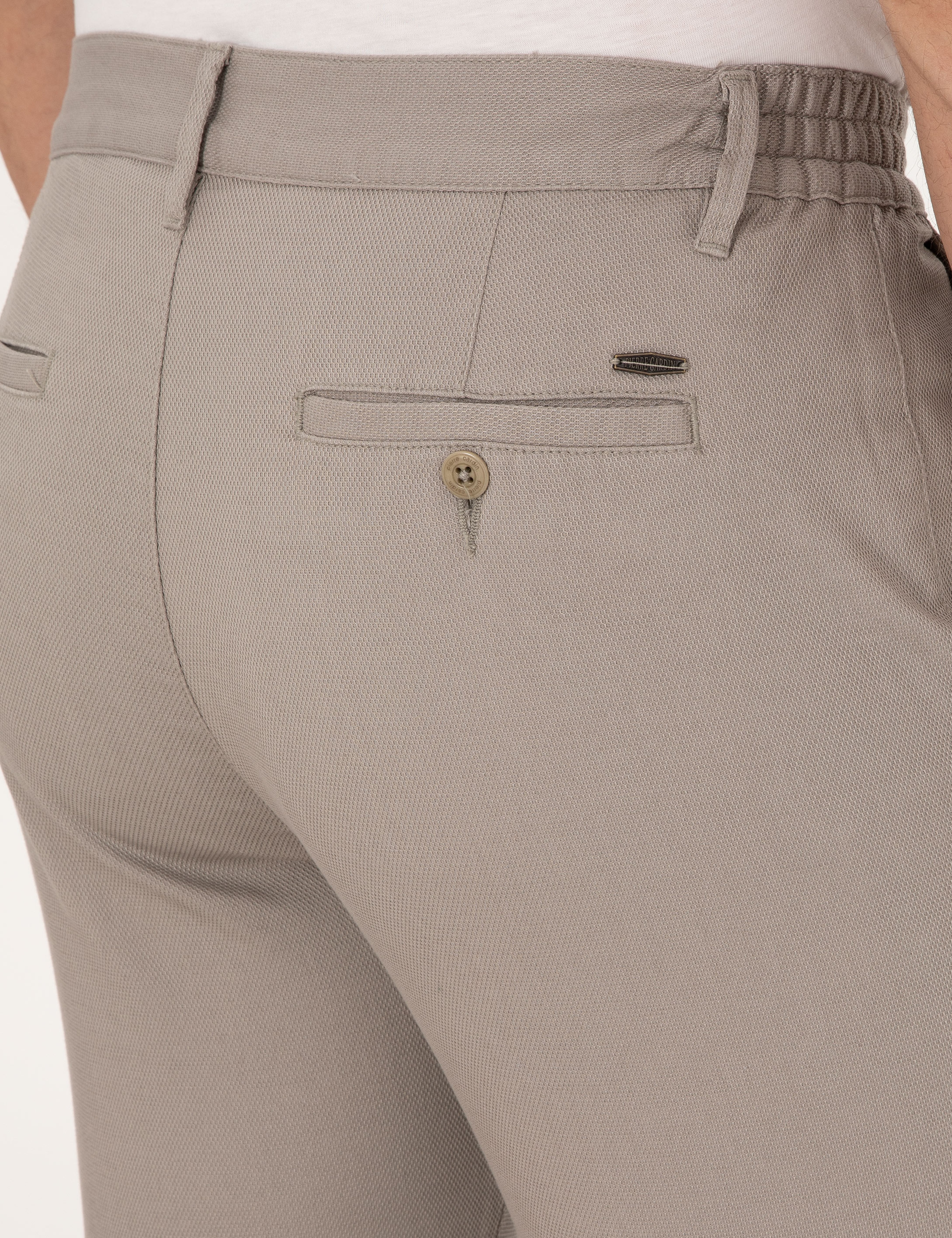 Taş Regular Fit Beli Lastikli Kanvas Pantolon - Image 6