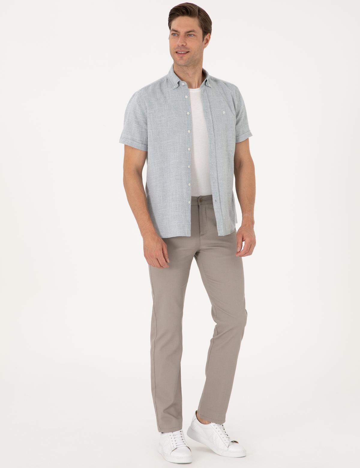 Taş Regular Fit Beli Lastikli Kanvas Pantolon - 50308104024