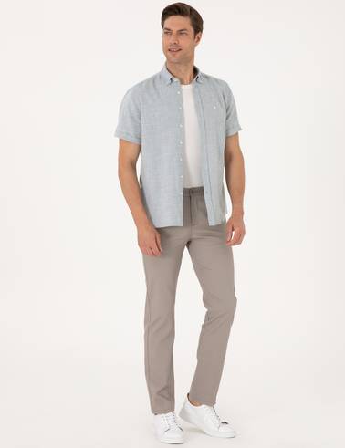 Taş Regular Fit Beli Lastikli Kanvas Pantolon