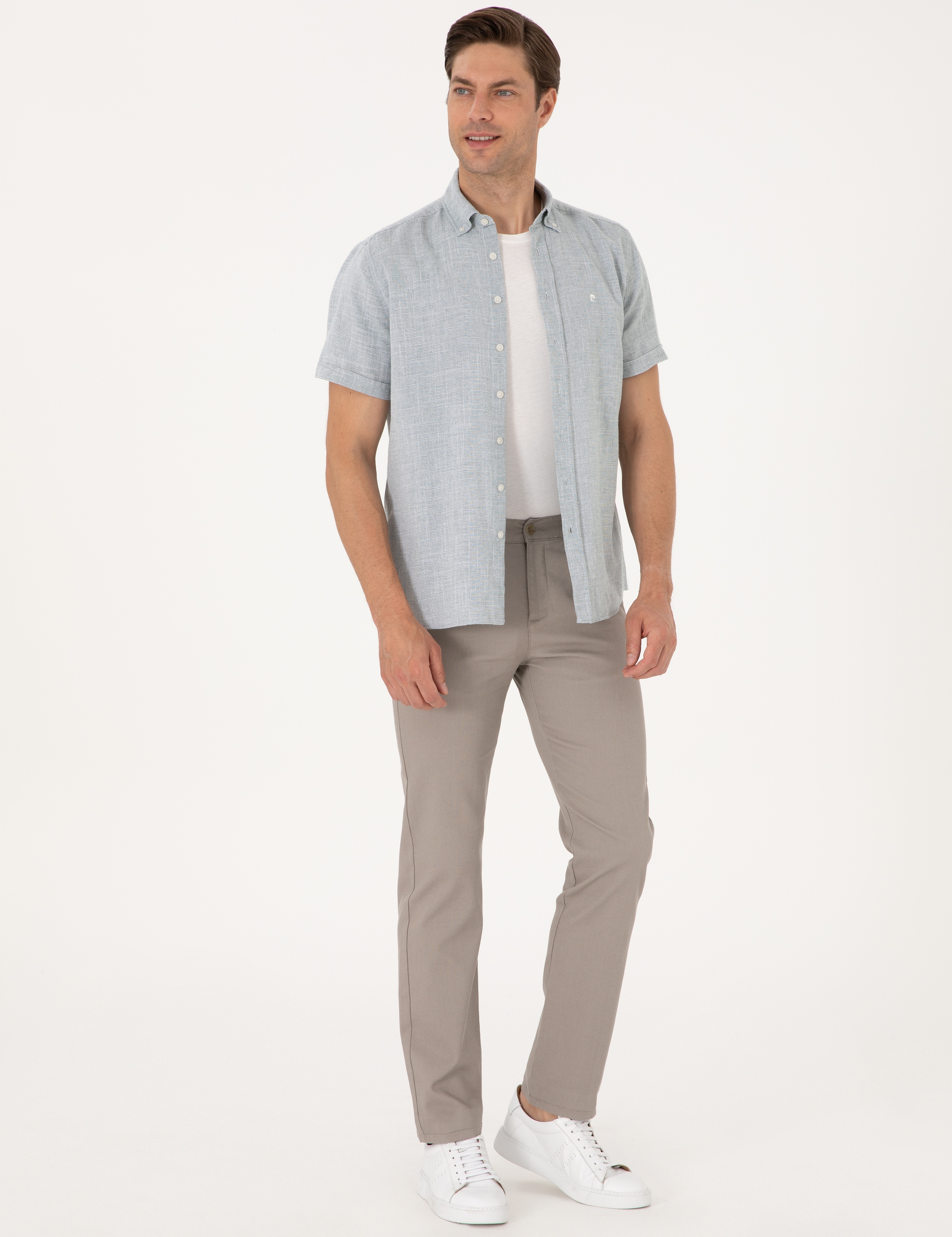 Taş Regular Fit Beli Lastikli Kanvas Pantolon - Image 3