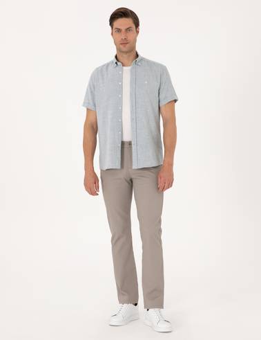 Taş Regular Fit Beli Lastikli Kanvas Pantolon