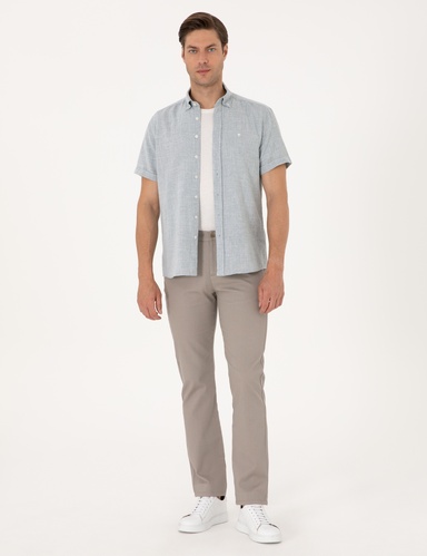 Taş Regular Fit Beli Lastikli Kanvas Pantolon