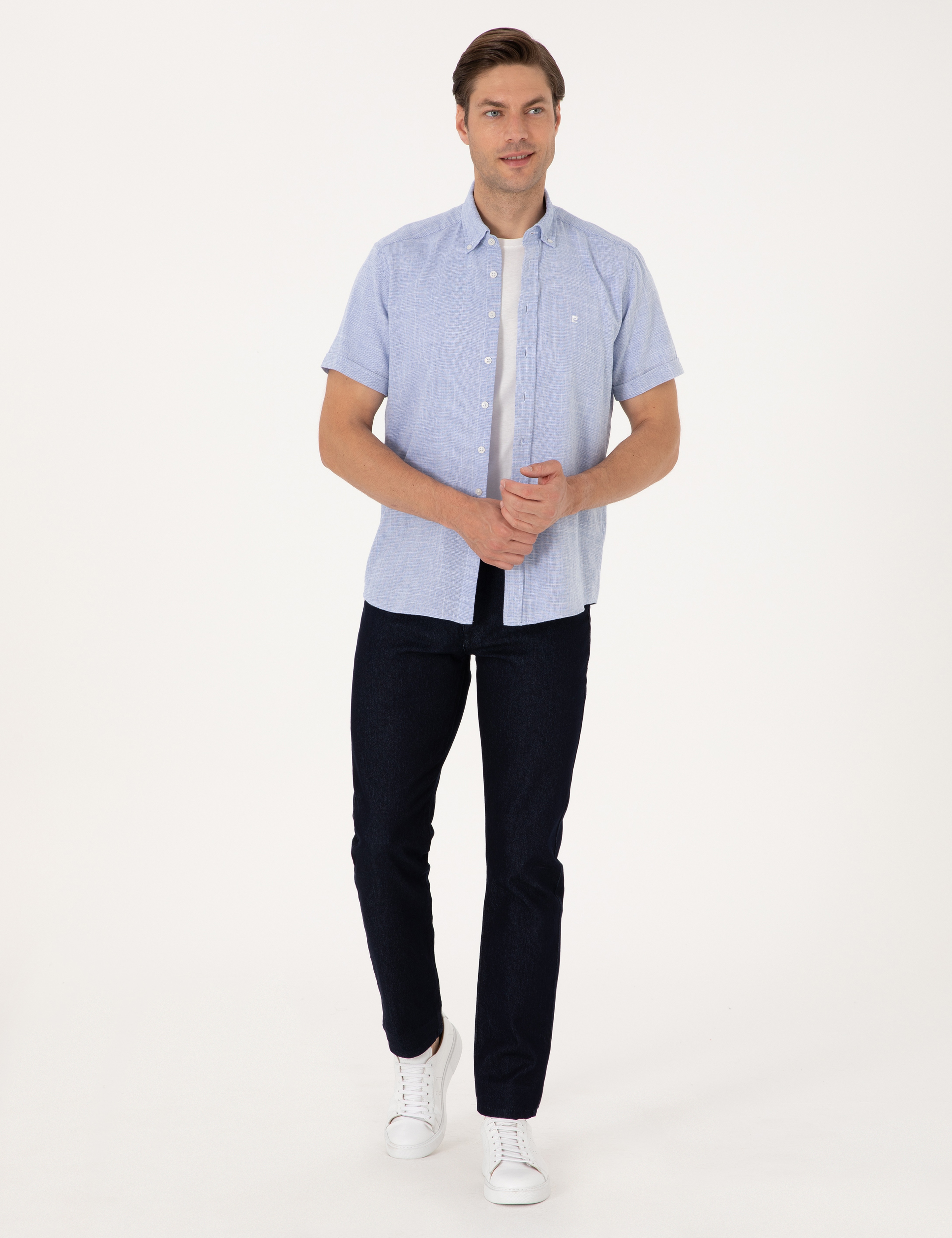 Mavi Regular Fit Kısa Kollu Gömlek - Image 4
