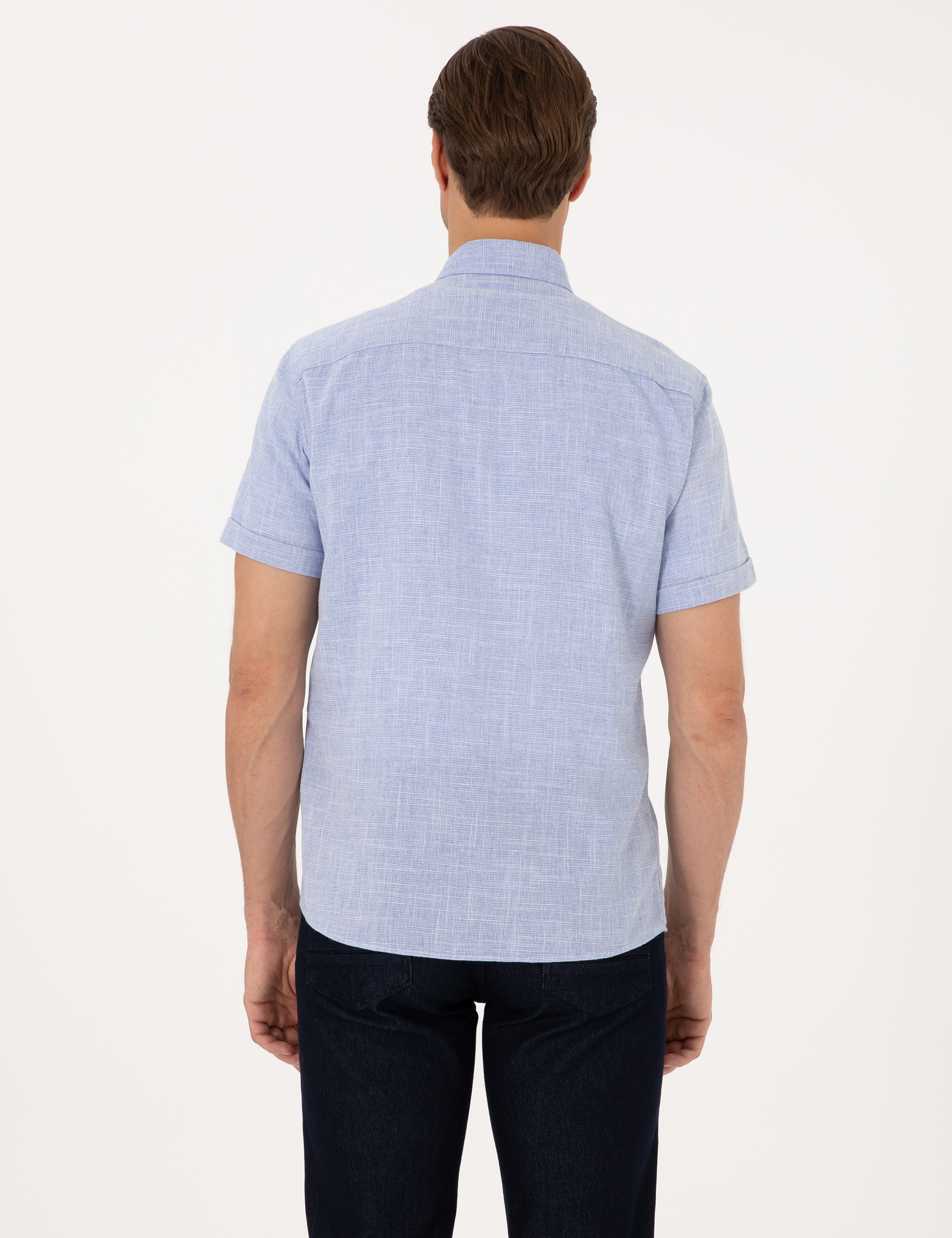 Mavi Regular Fit Kısa Kollu Gömlek - Image 5