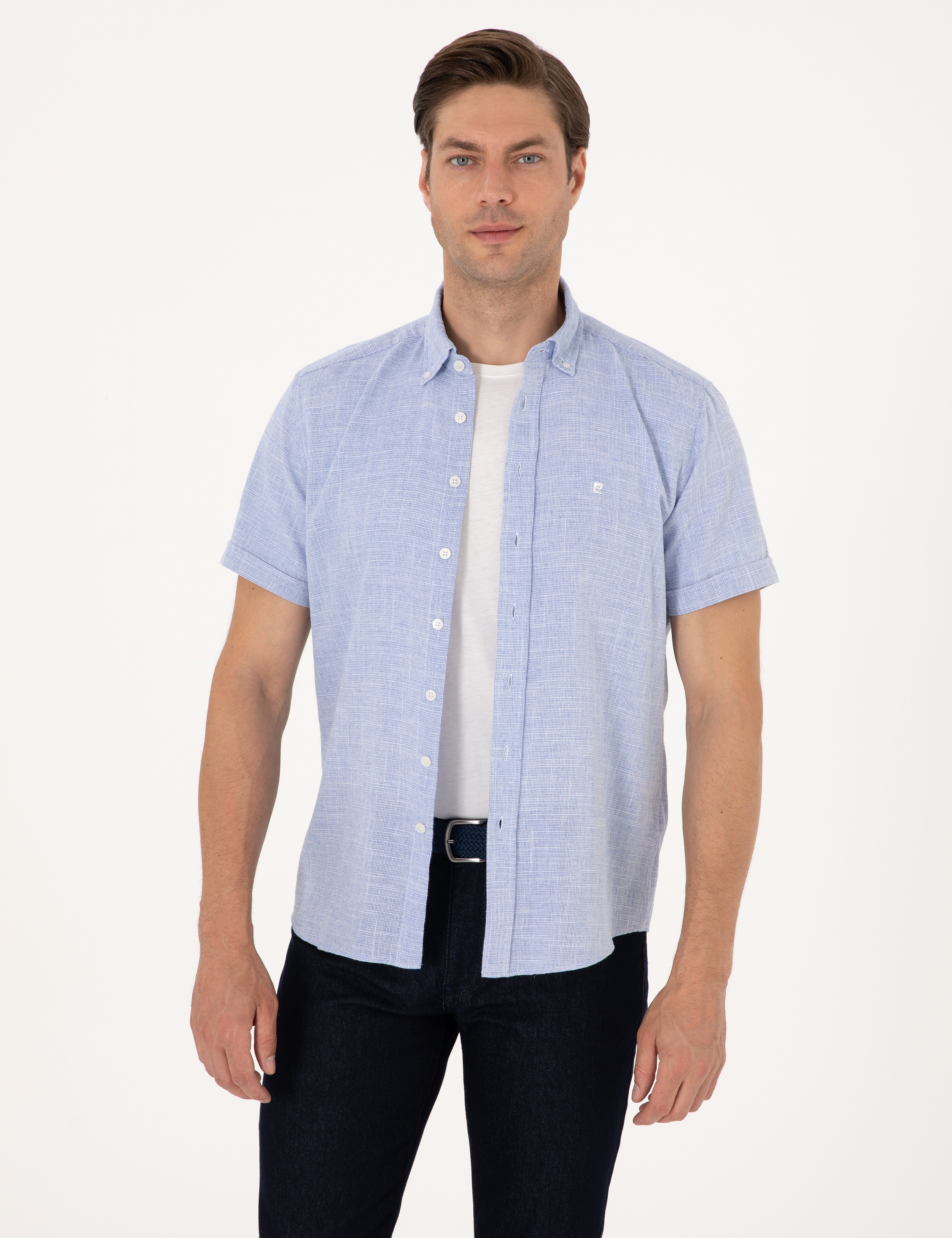 Mavi Regular Fit Kısa Kollu Gömlek - Image 1