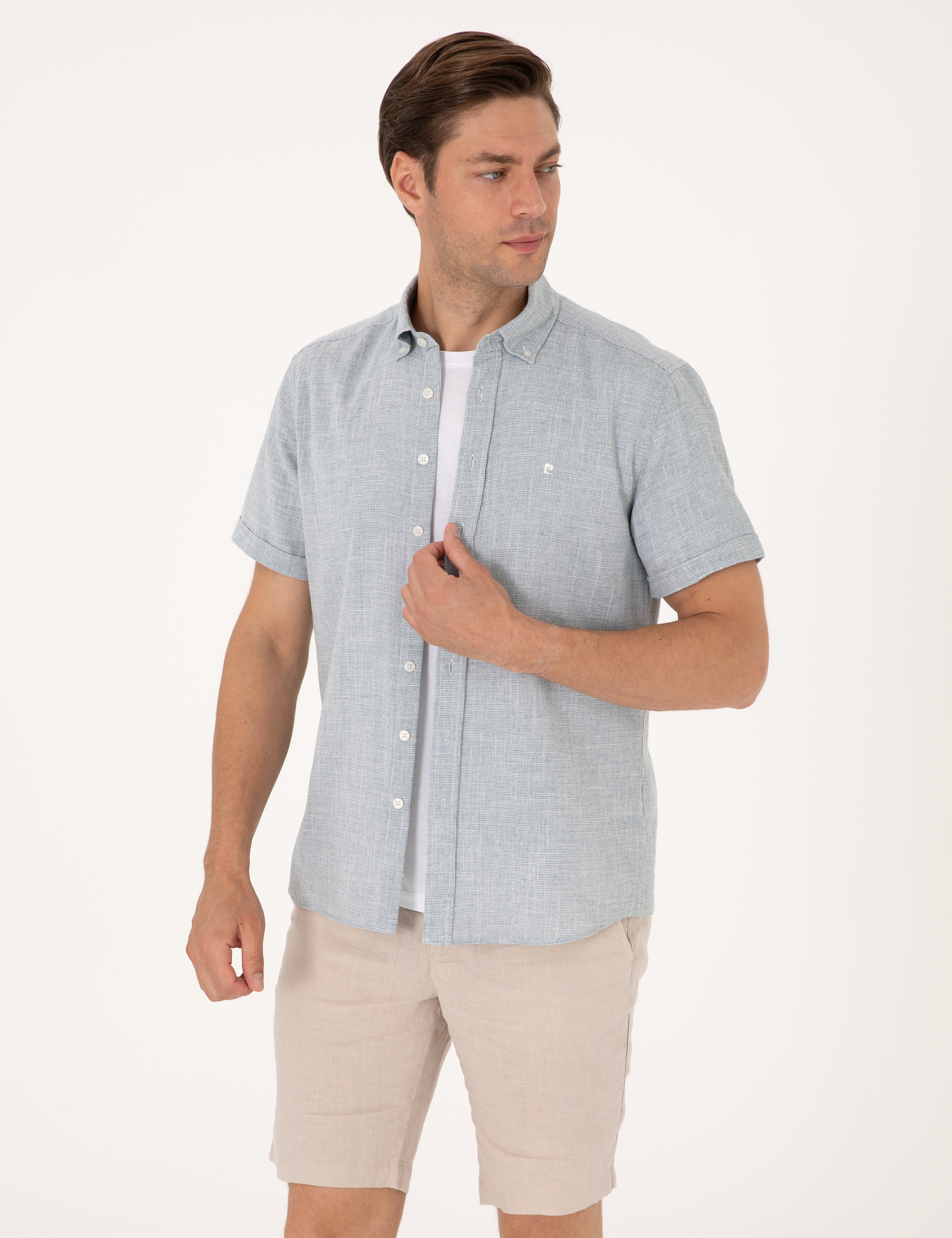 Yeşil Regular Fit Kısa Kollu Gömlek - Image 3