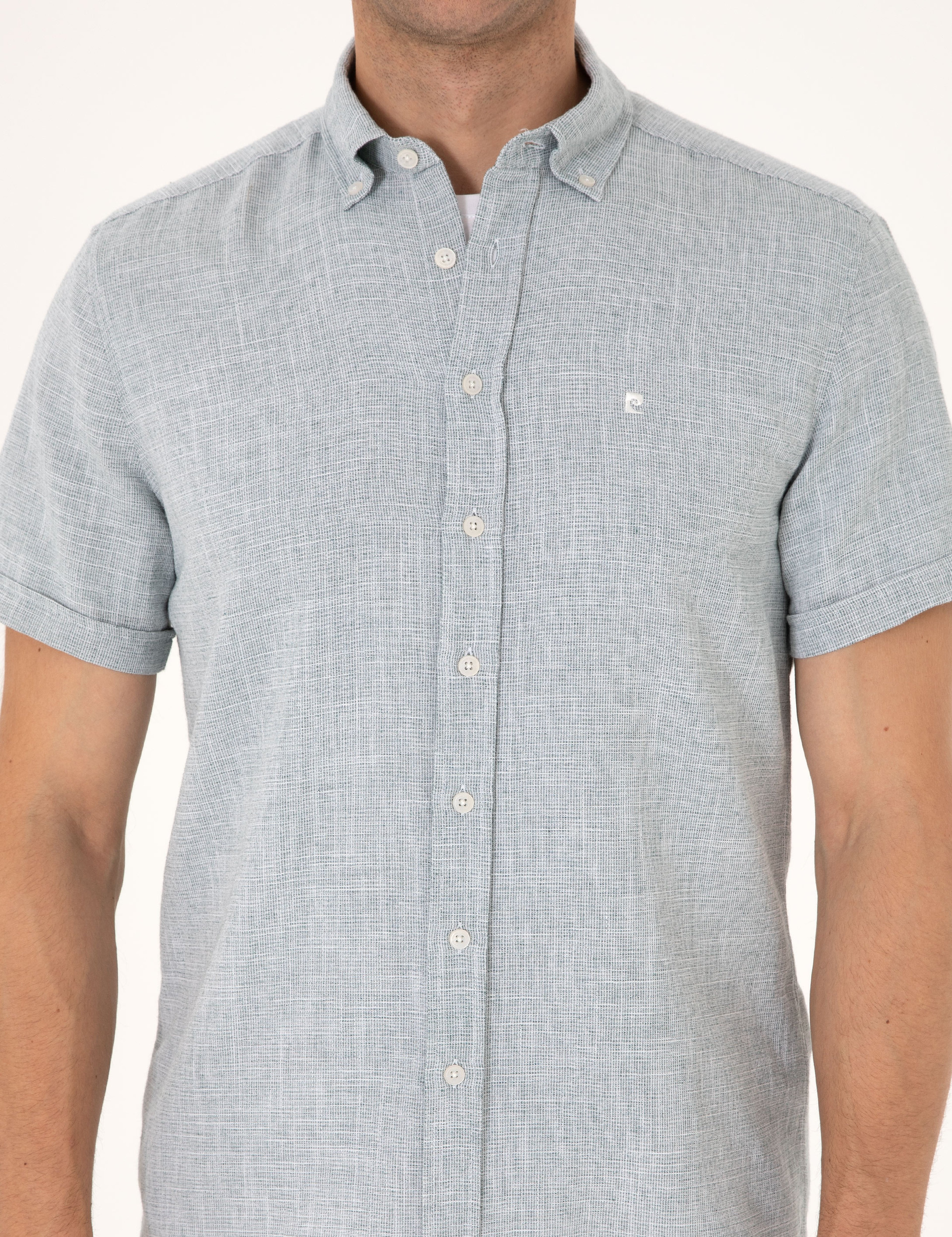 Yeşil Regular Fit Kısa Kollu Gömlek - Image 6