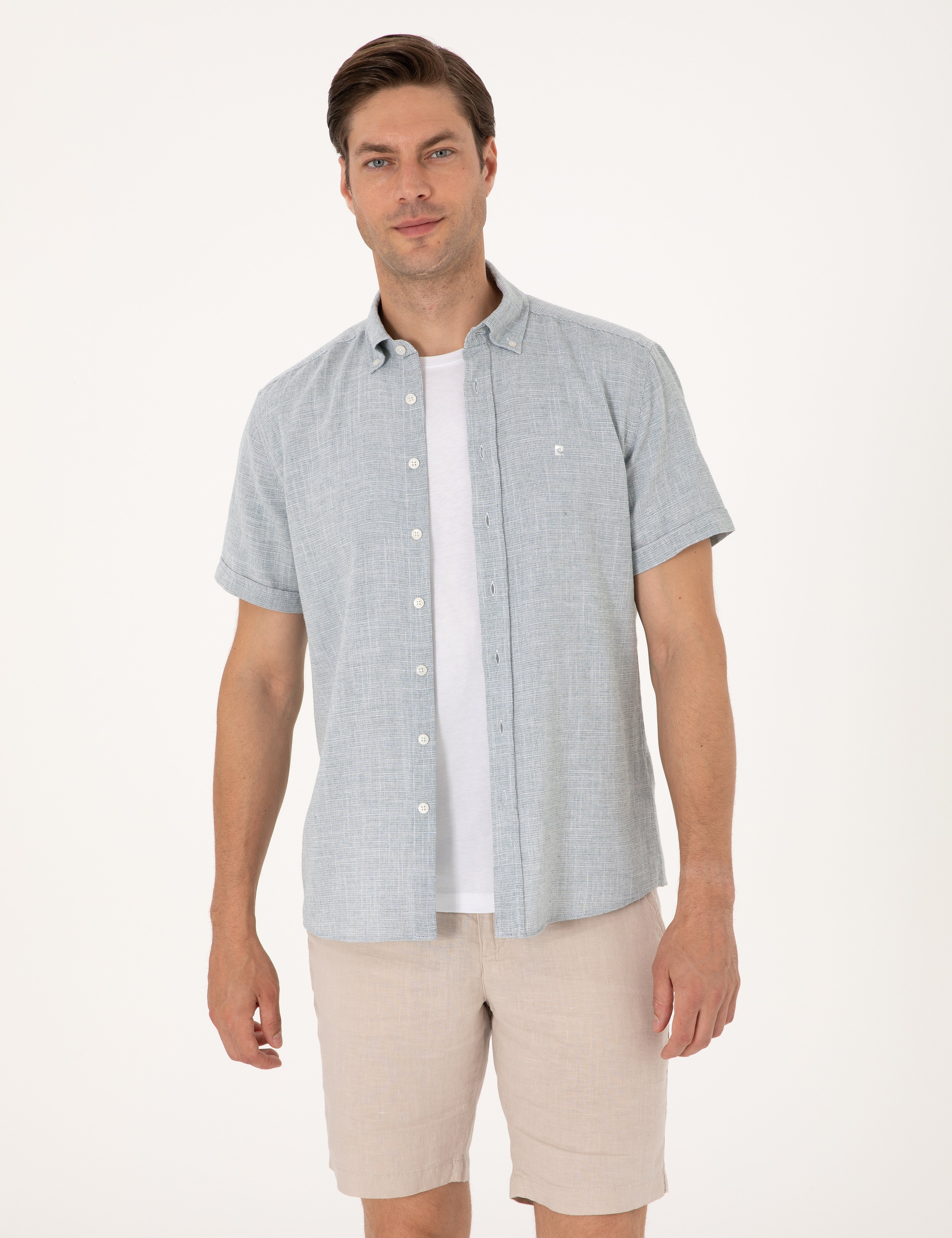Yeşil Regular Fit Kısa Kollu Gömlek - Image 1