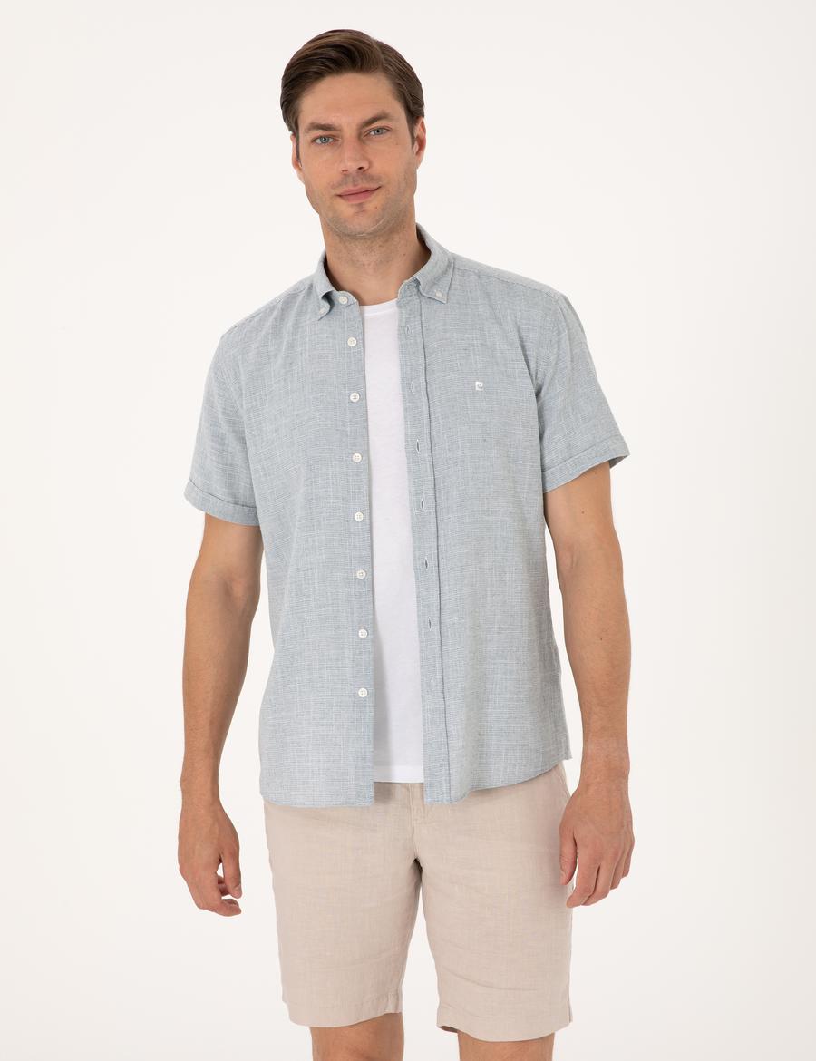 Yeşil Regular Fit Kısa Kollu Gömlek