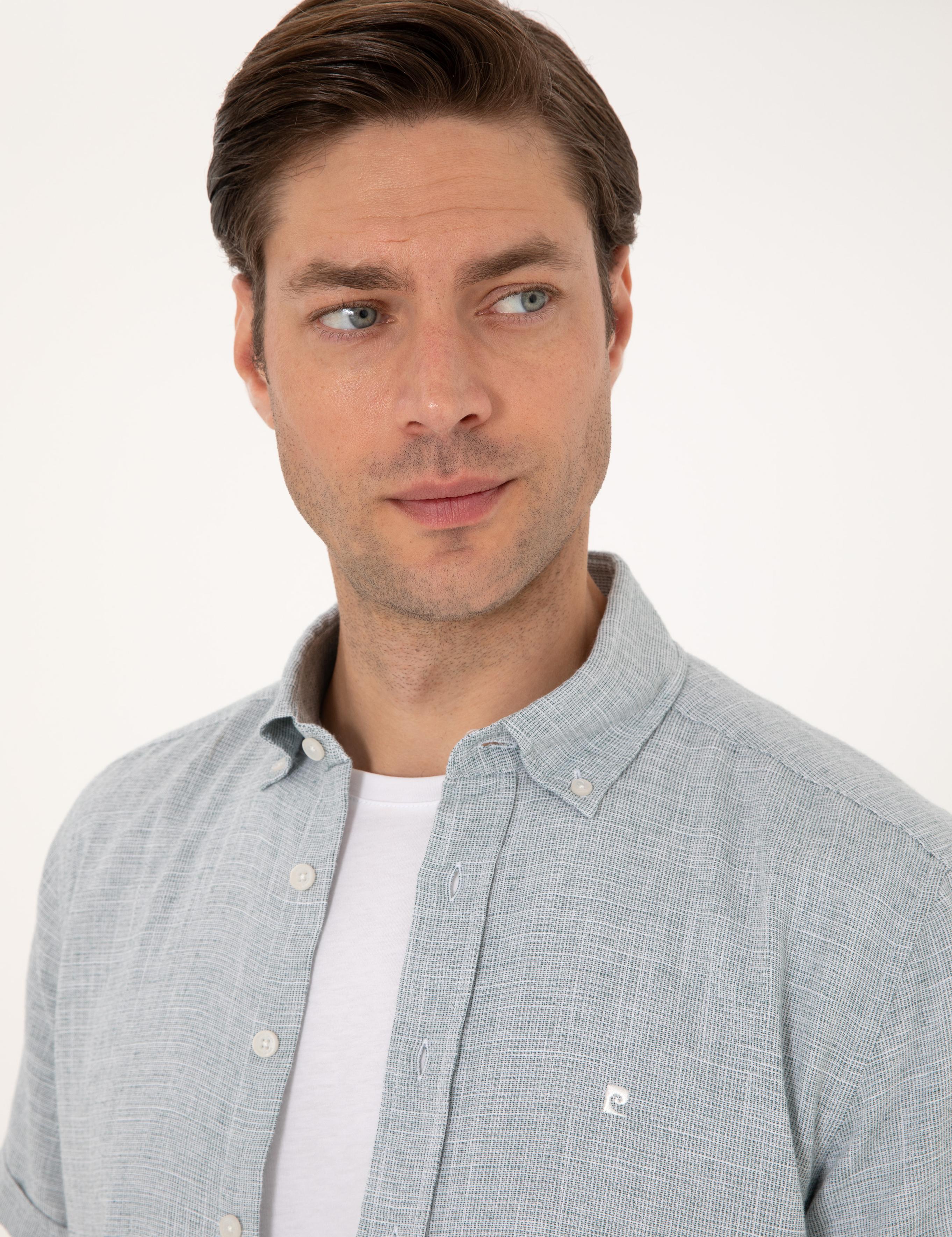 Yeşil Regular Fit Kısa Kollu Gömlek