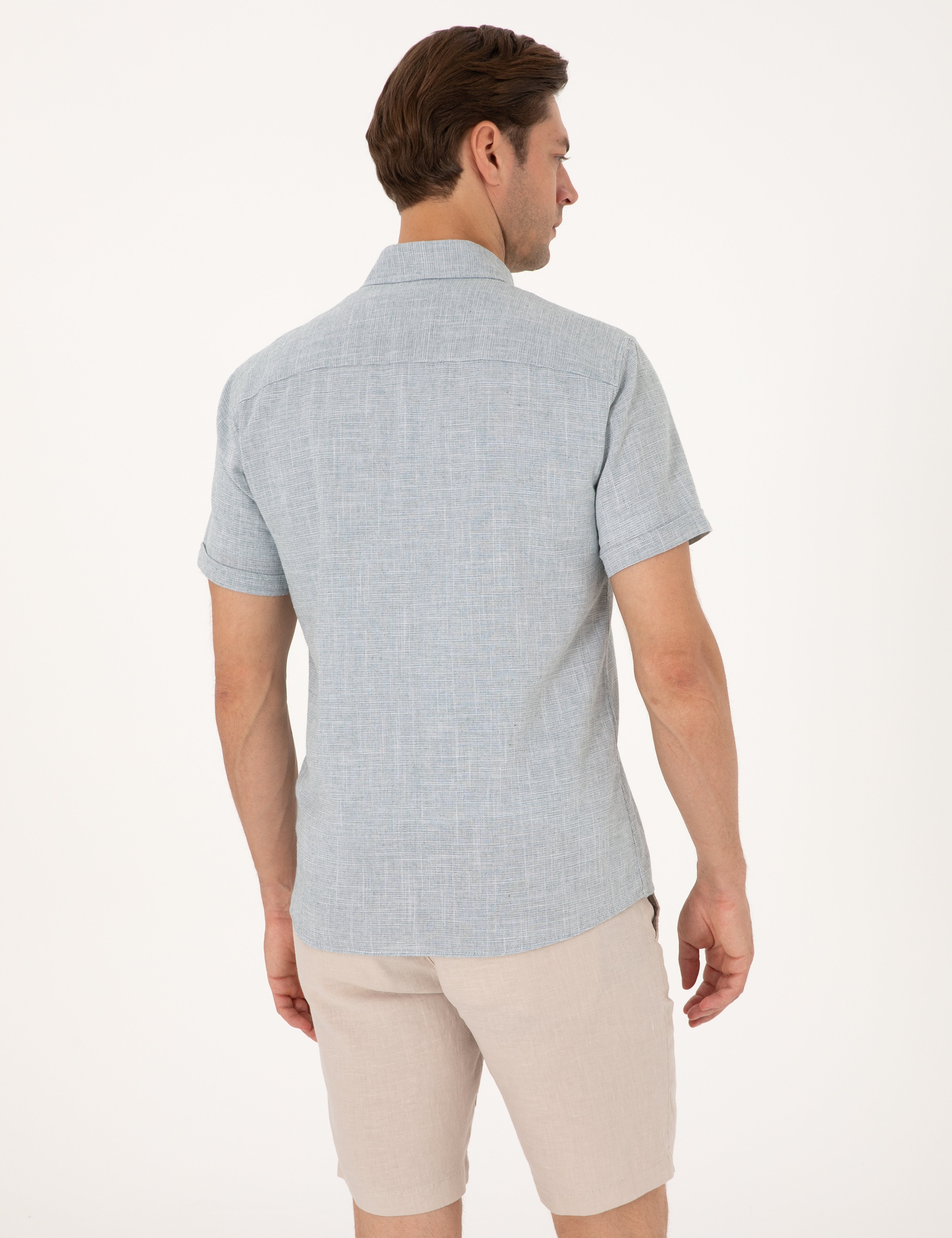 Yeşil Regular Fit Kısa Kollu Gömlek - Image 5