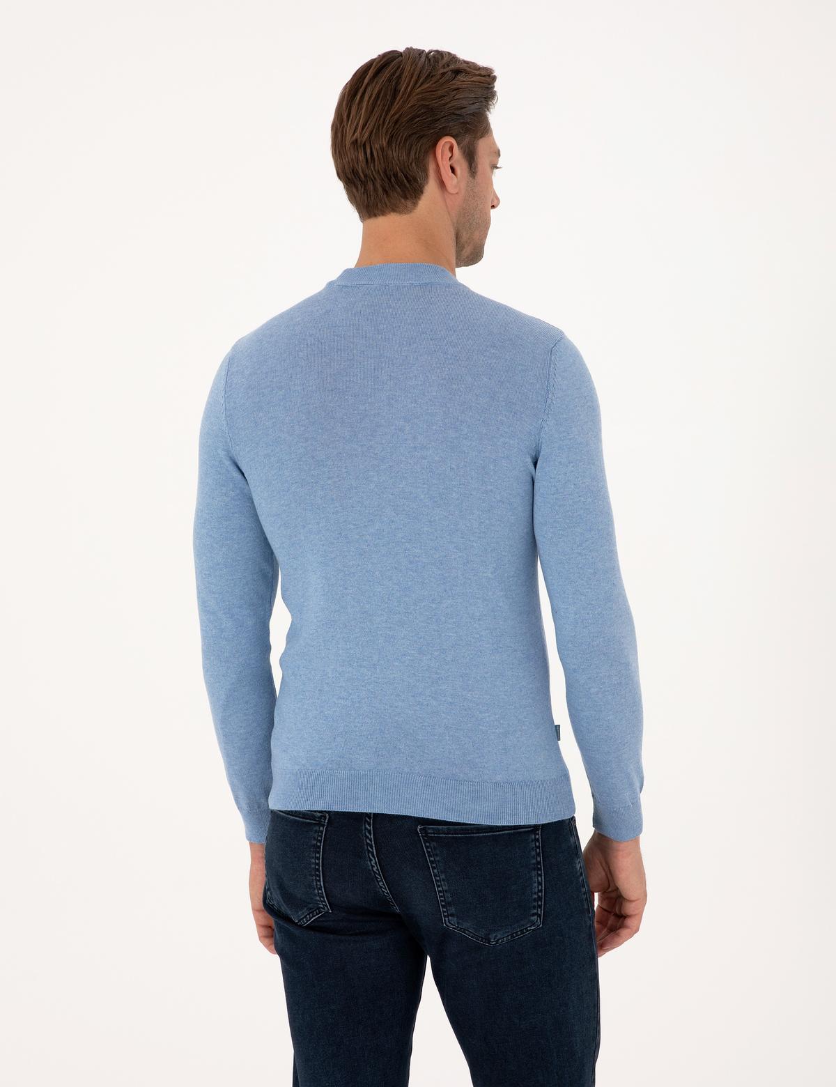 Mavi Melanj Slim Fit Çeyrek Yaka Basic Triko Kazak - 50314188087