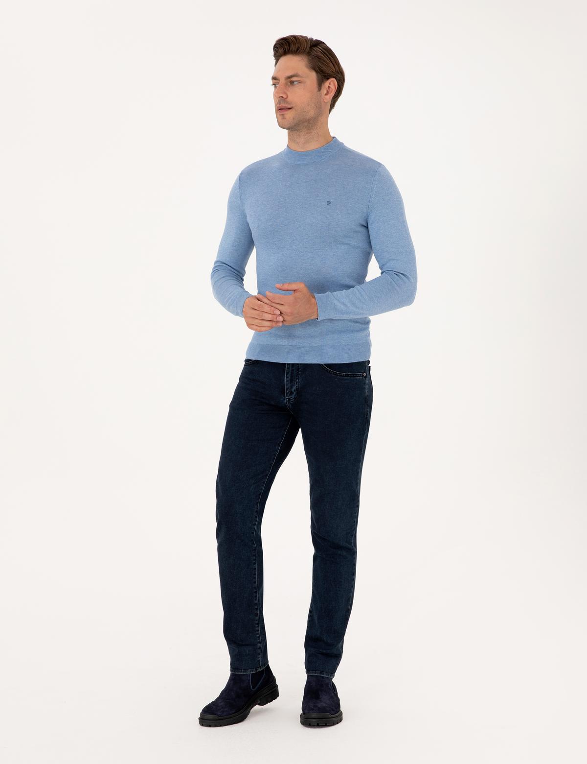 Mavi Melanj Slim Fit Çeyrek Yaka Basic Triko Kazak - 50314188087
