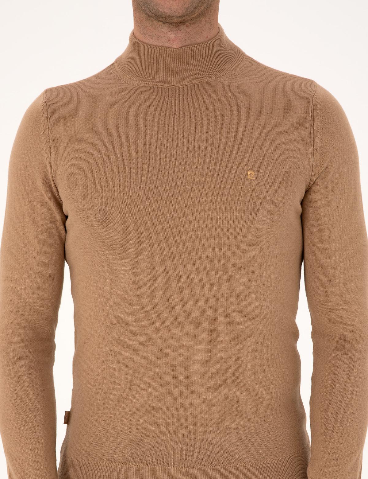 Camel Slim Fit Yarım Balıkçı Yaka Basic Triko Kazak - 50314176146