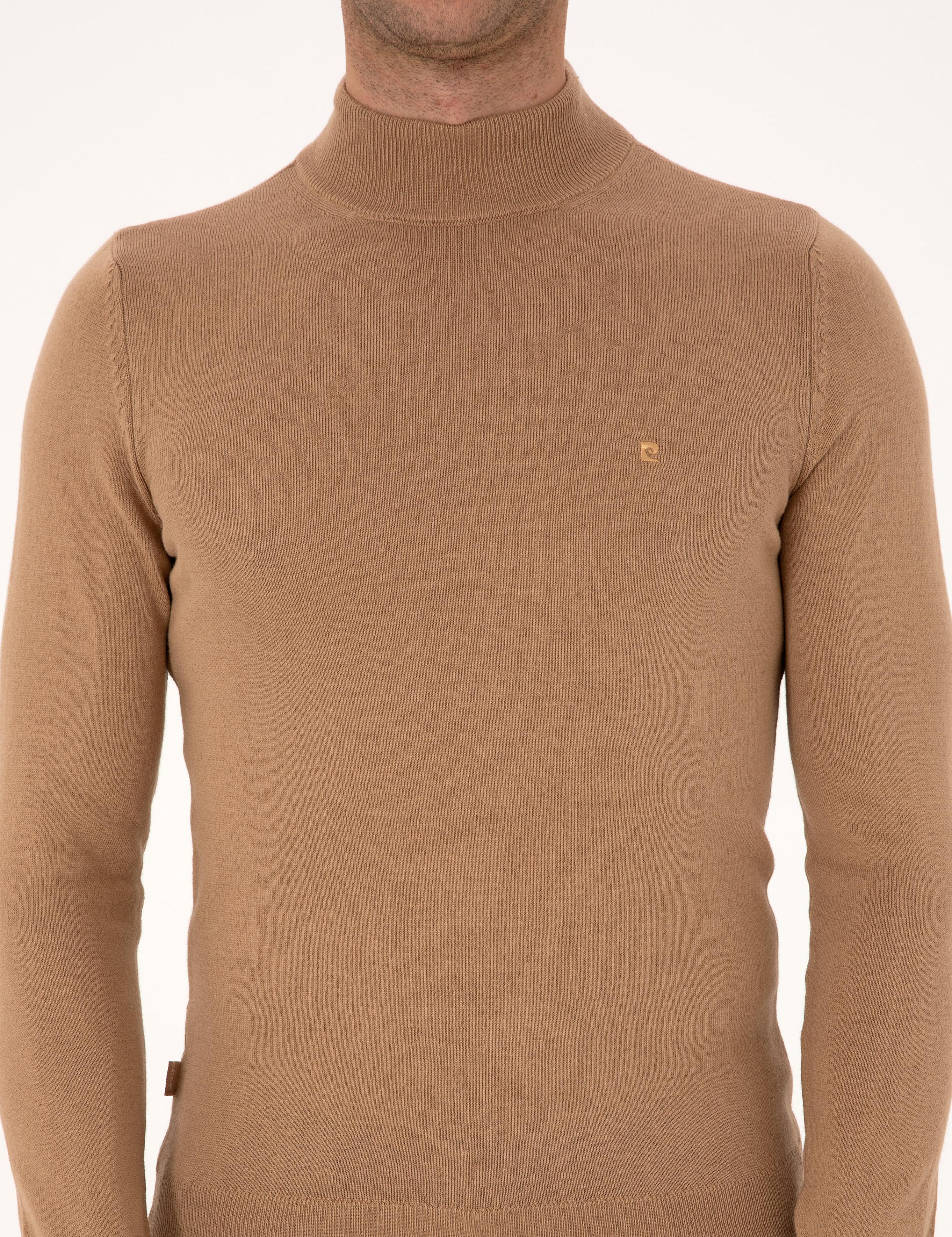 Camel Slim Fit Yarım Balıkçı Yaka Basic Triko Kazak